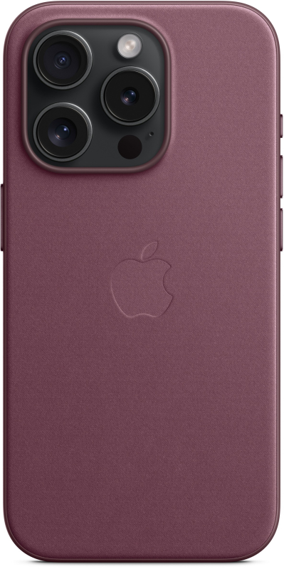 На фото изображено Чехол Apple MagSafe FineWoven для iPhone 15 Pro, «Шелковица»