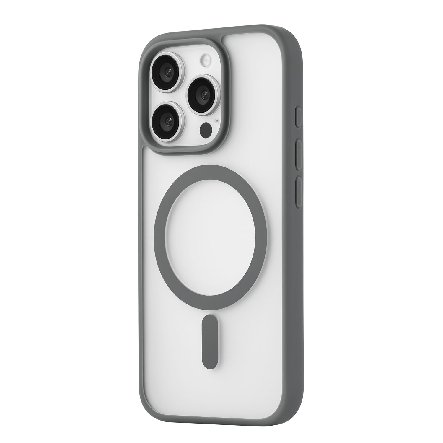 На фото изображено Чехол защитный uBear Cloud Mag Case для iPhone 16 Pro, серый