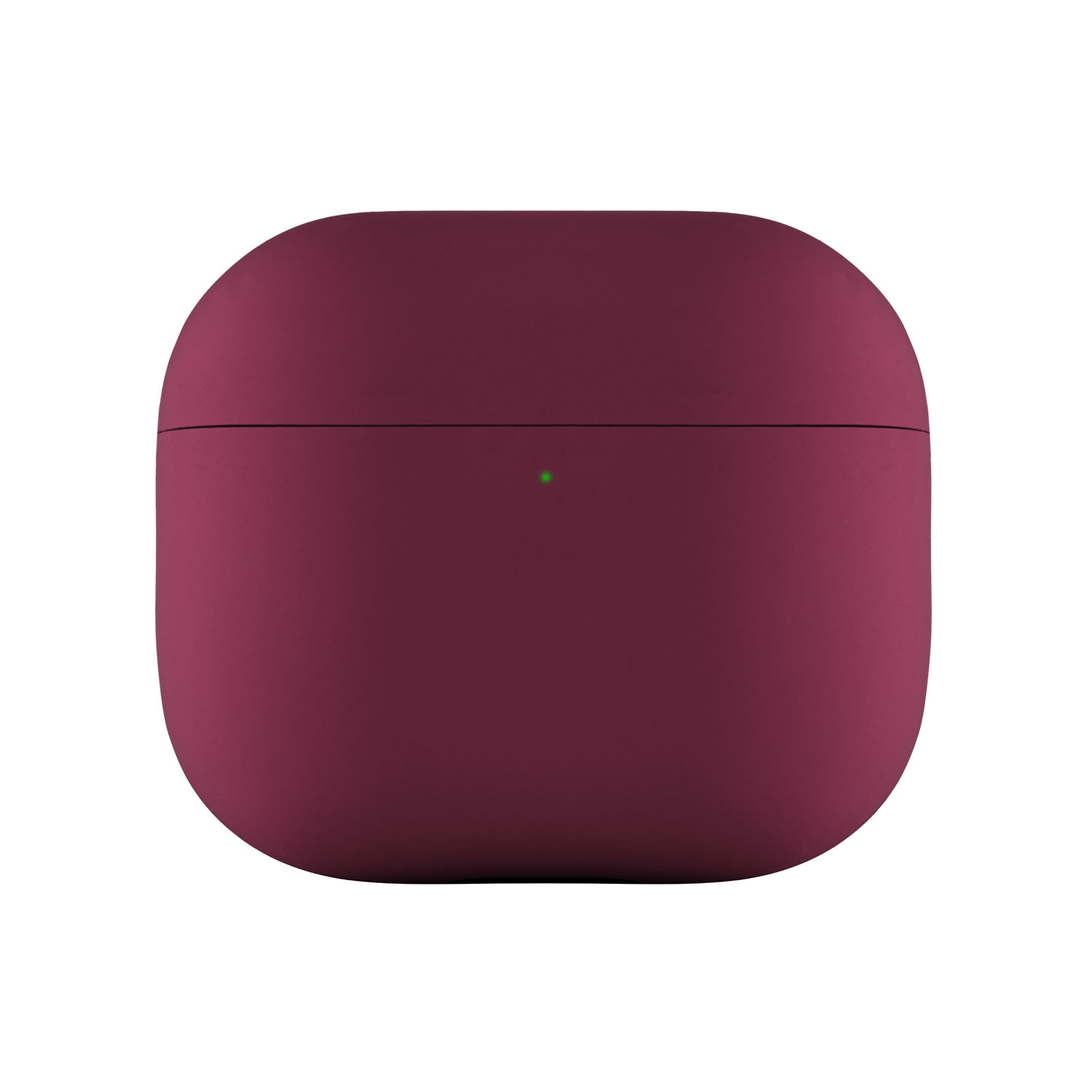 На фото изображено Ультратонкий силиконовый чехол Touch Case для AirPods 3, тёмно-фиолетовый
