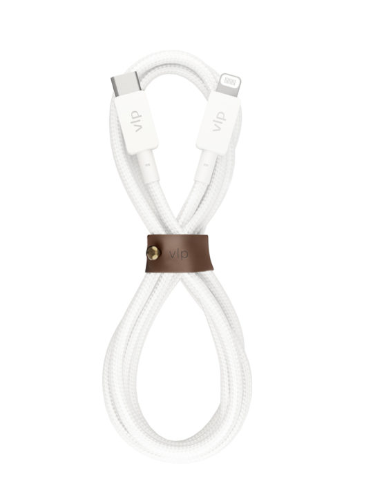 На фото изображено Кабель VLP Nylon Cable USB-C/Lightning MFI, 1.2м, белый