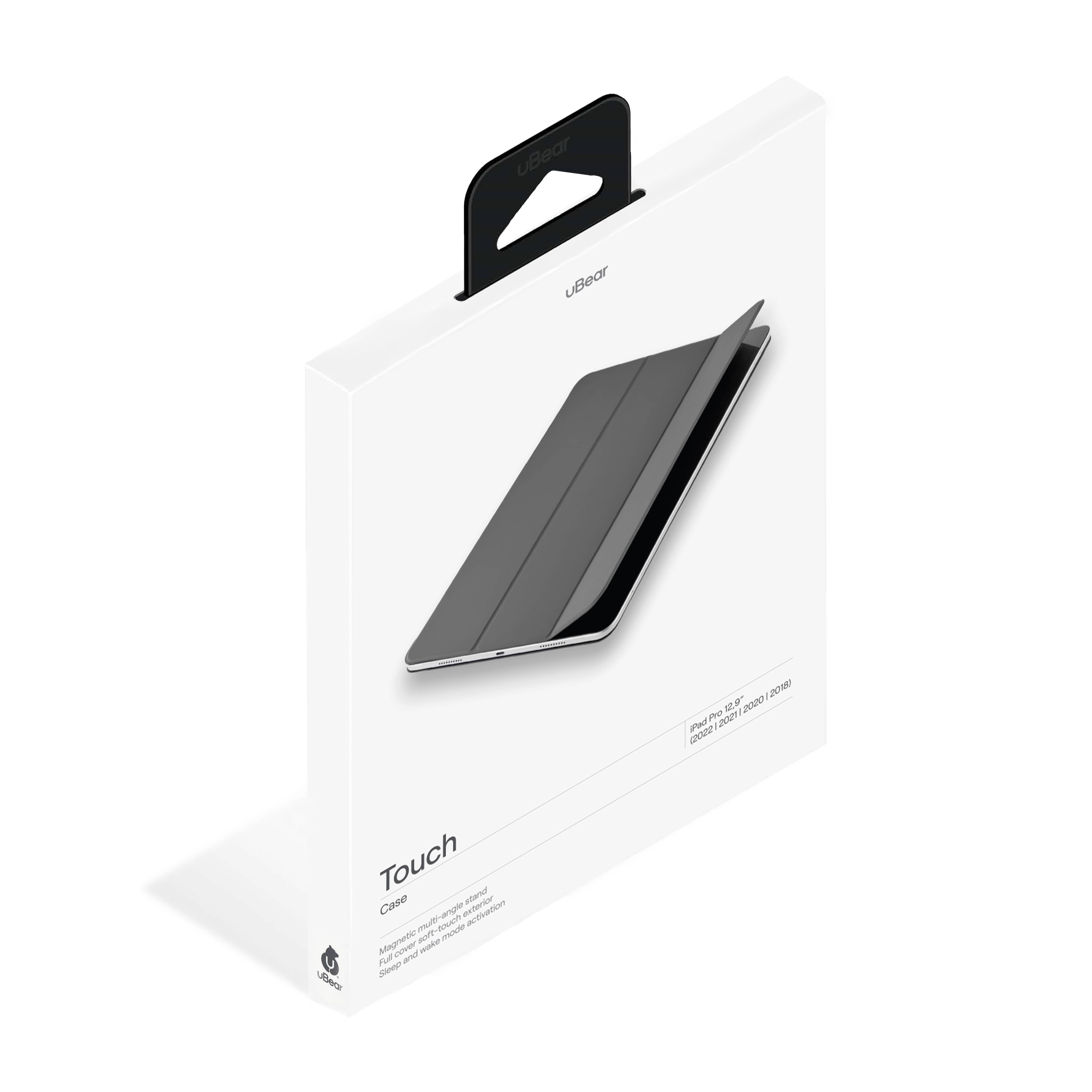 На фото изображено Чехол uBear Touch case для iPad Pro 12,9”, soft-touch, тёмно-серый