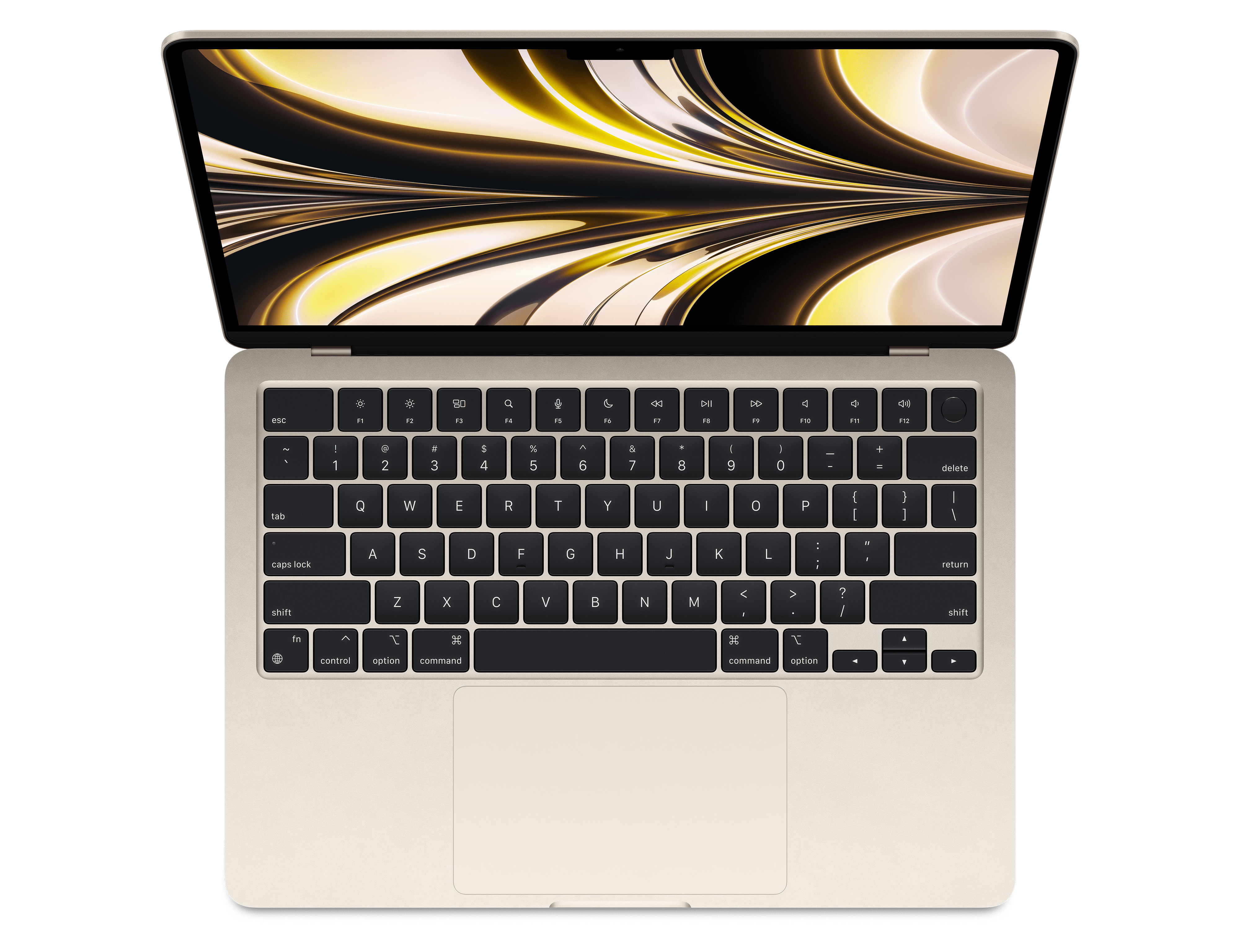 На фото изображено Apple MacBook Air 13” (M2, 8C / 8C, 2022), 16 ГБ, 256 ГБ SSD, Сияющая звезда