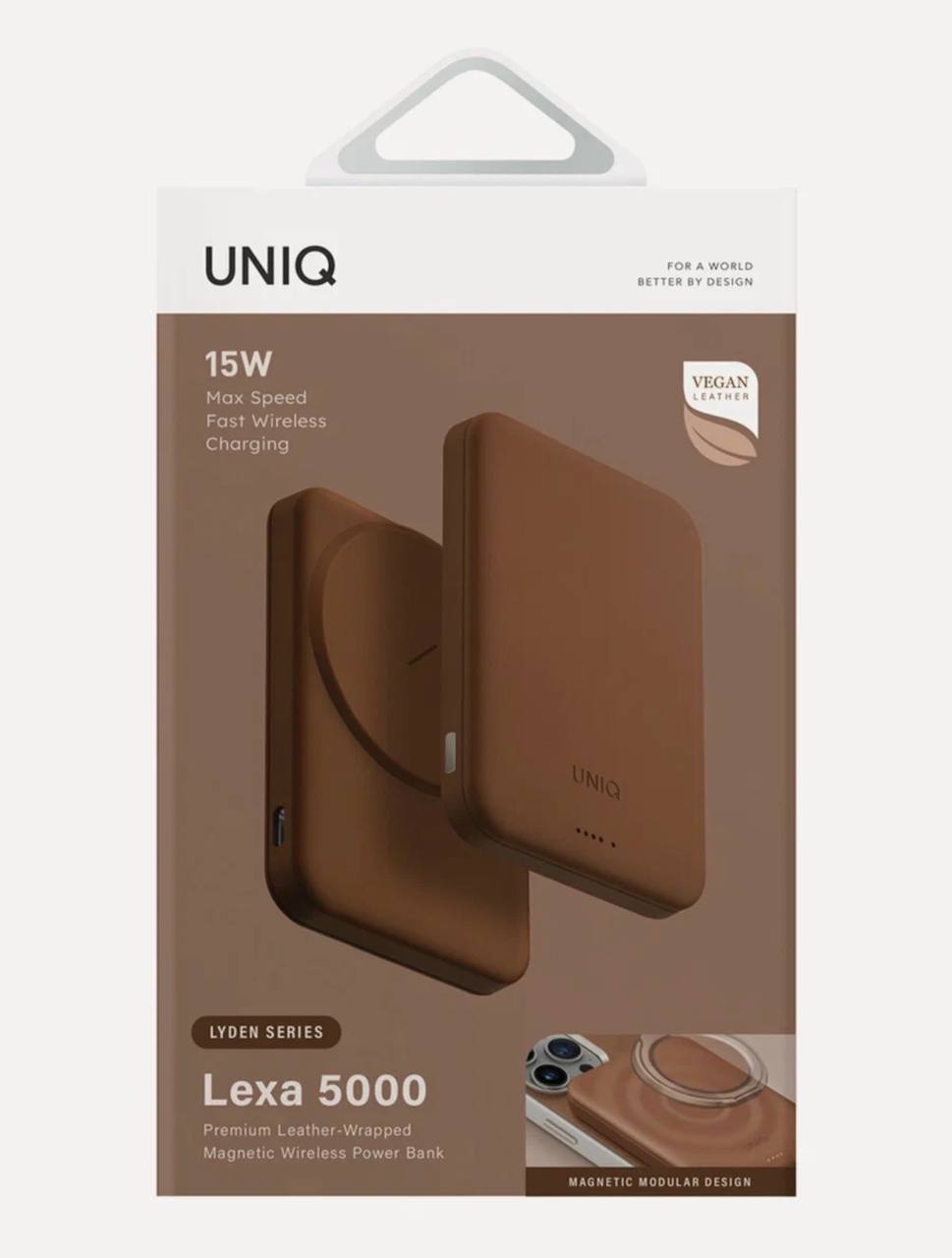 Фото Внешний аккумулятор Uniq Lexa 5000 mAh, карамельный На фото изображено Внешний аккумулятор Uniq Lexa 5000 mAh, карамельный