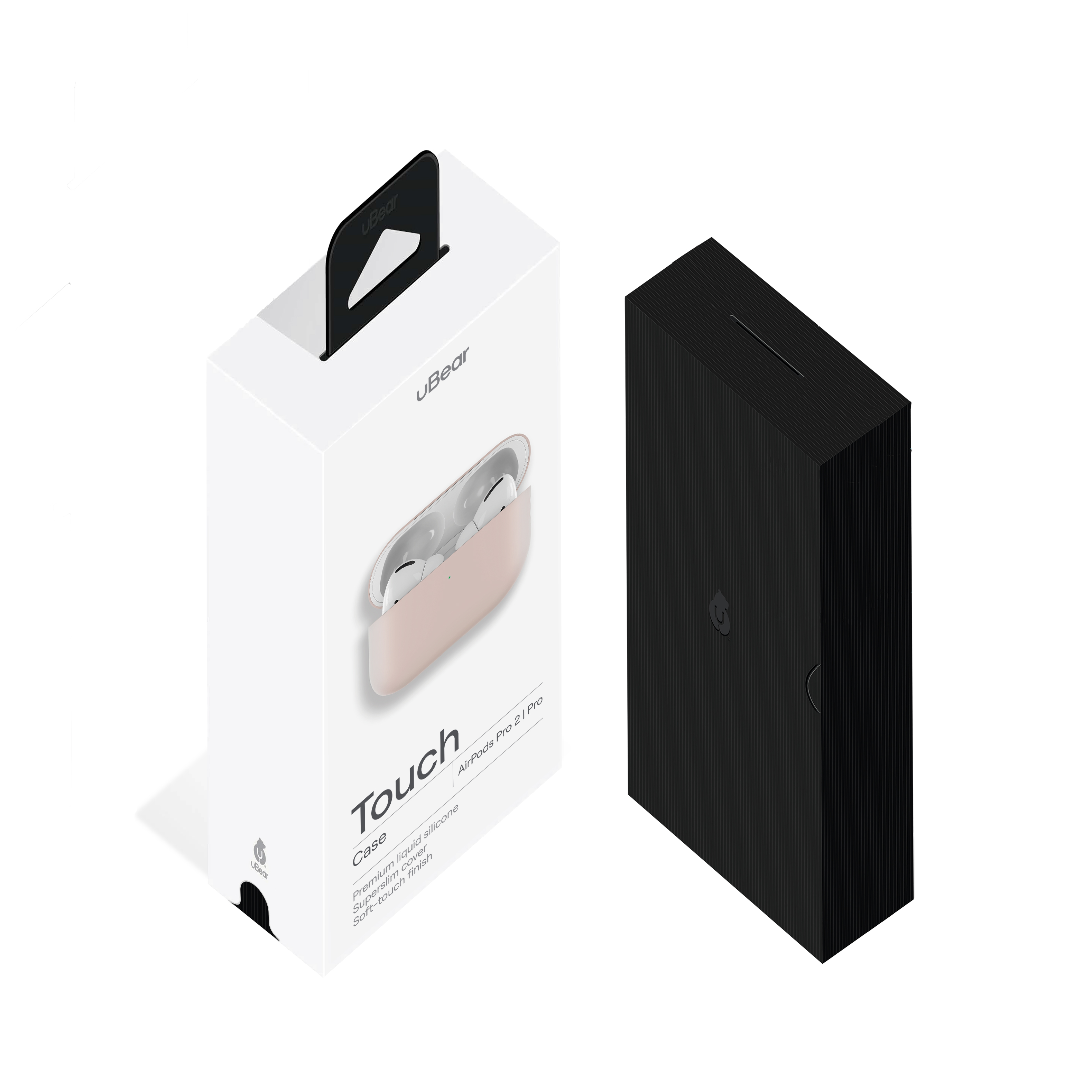 На фото изображено Ультратонкий силиконовый чехол uBear Touch Case AirPods Pro 2 / Pro, розовый