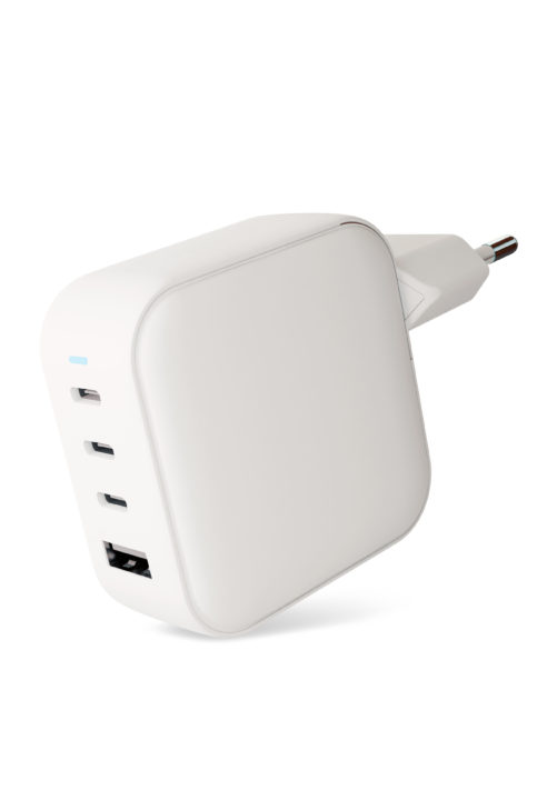 На фото изображено Сетевое зарядное устройство VLP G-Charge, 100Вт, 3хUSB-C+USB-A, белый