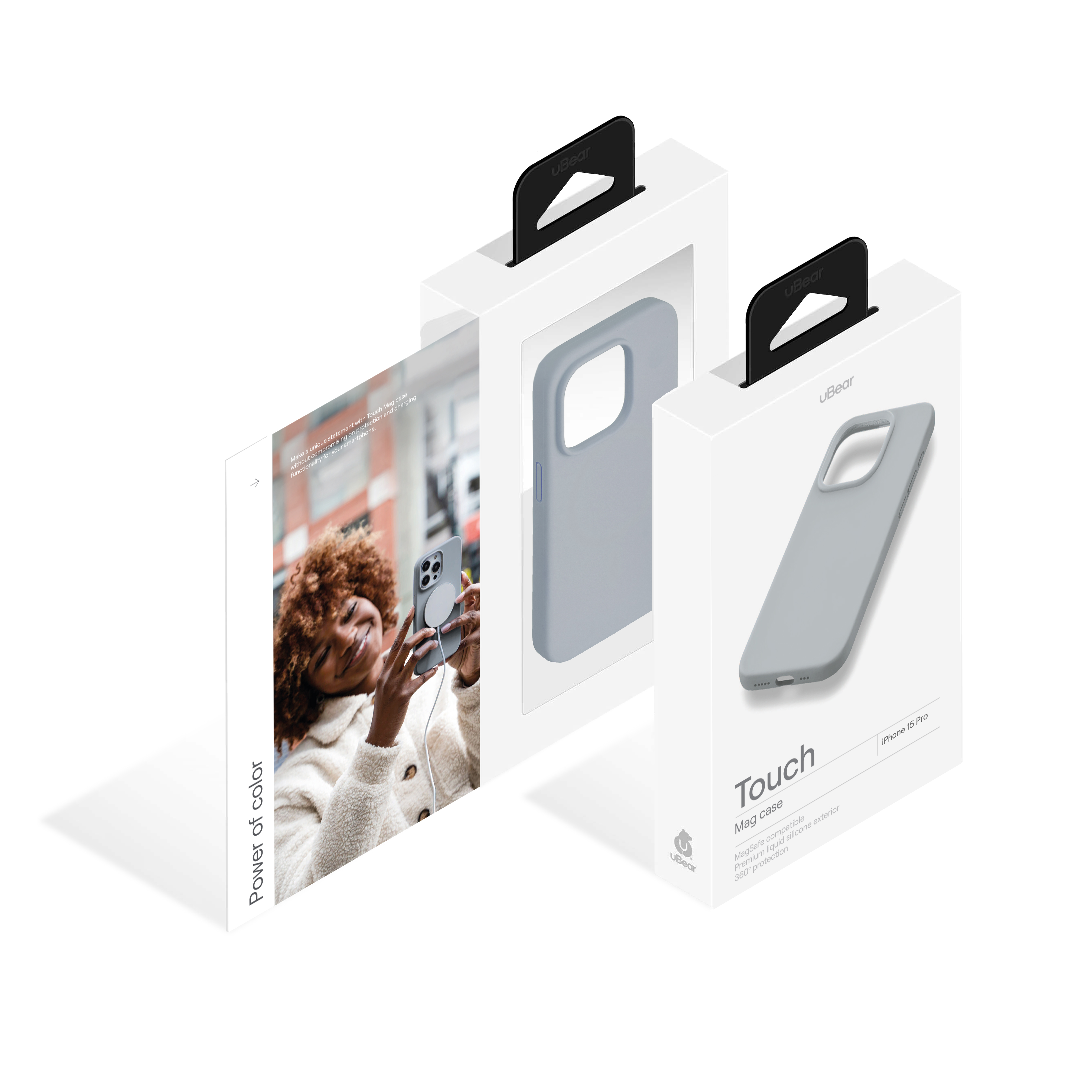 На фото изображено Чехол защитный uBear Touch Mag Case для iPhone 15 Pro, серый