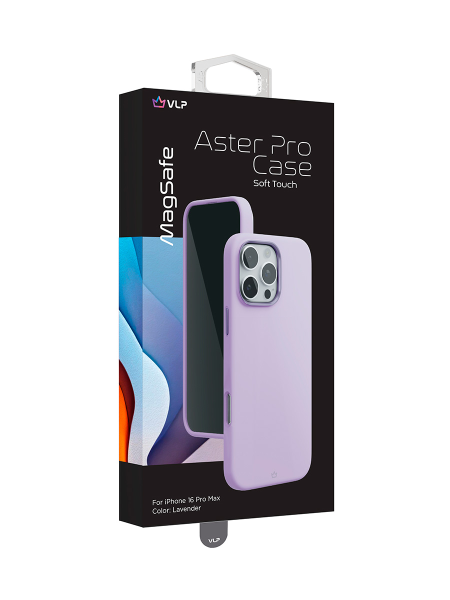 На фото изображено Чехол защитный VLP Aster Pro Case с MagSafe для iPhone 16 Pro Max, лавандовый