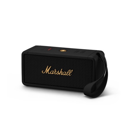 На фото изображено Портативная колонка Marshall Middleton, черный/латунь