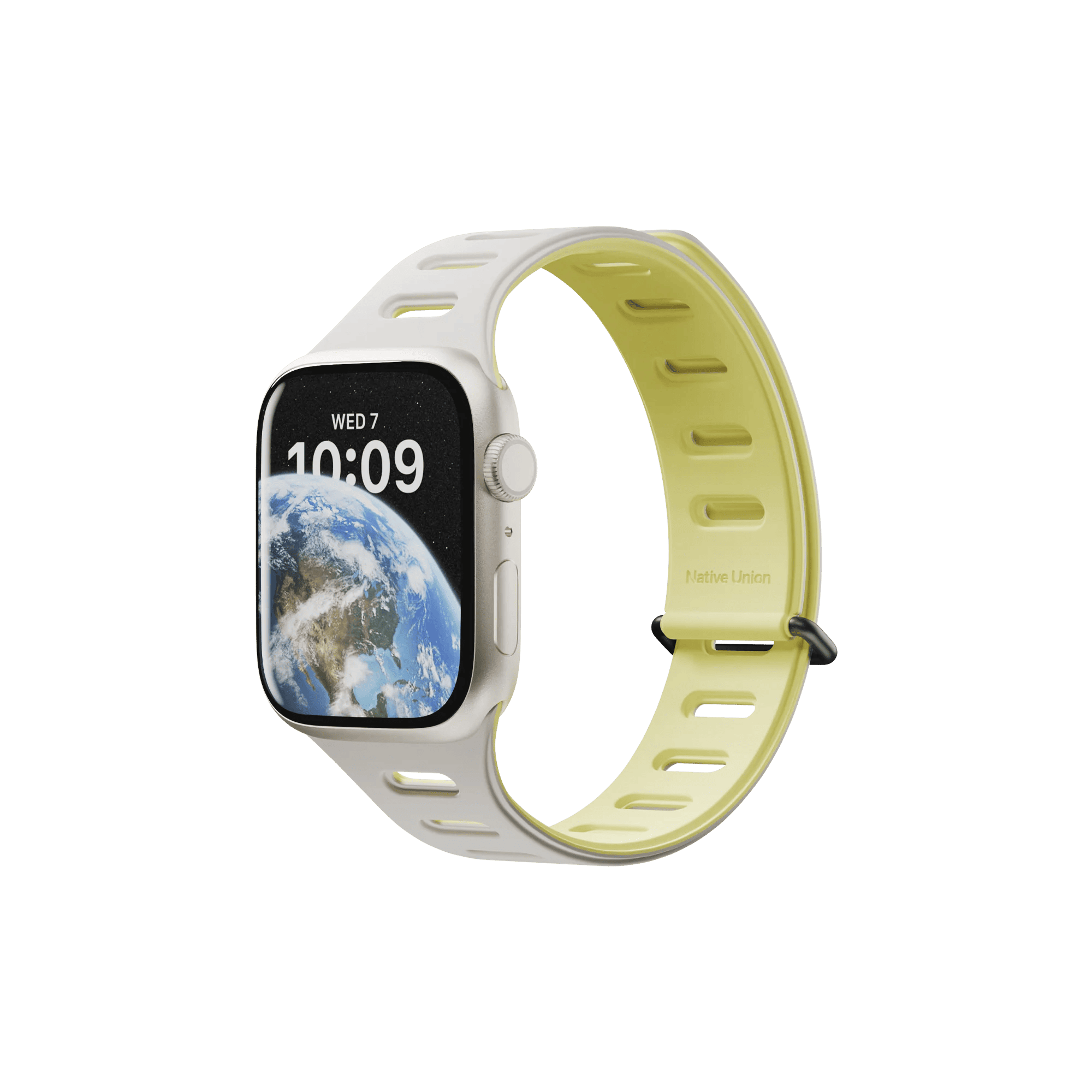 На фото изображено Ремешок Native Union для Apple Watch Magnetic 42/44/45/49мм, желтый/серый