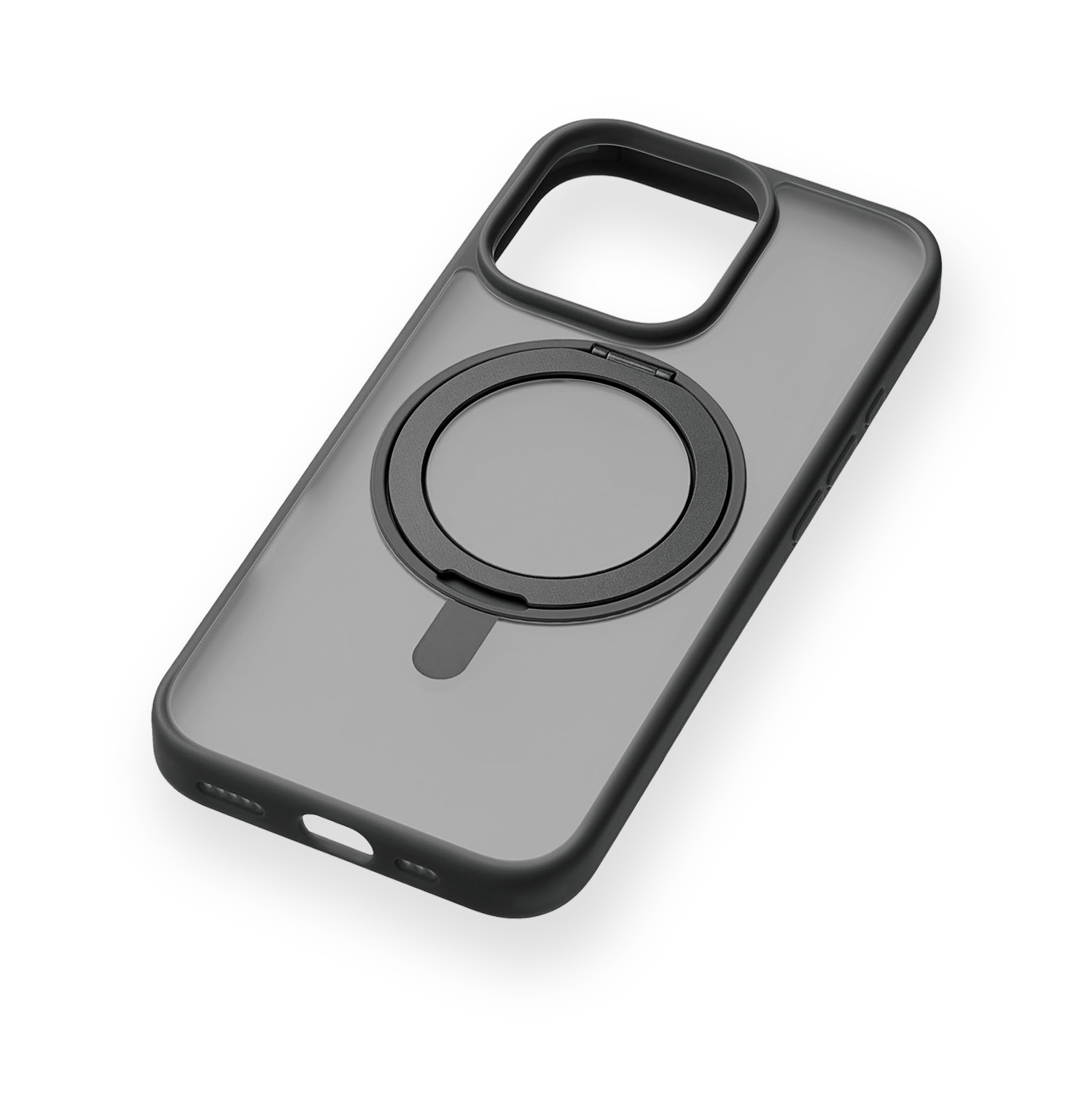 На фото изображено Чехол защитный uBear Clip 360 Mag Case для iPhone 16 Pro, с магнитной подставкой, черный