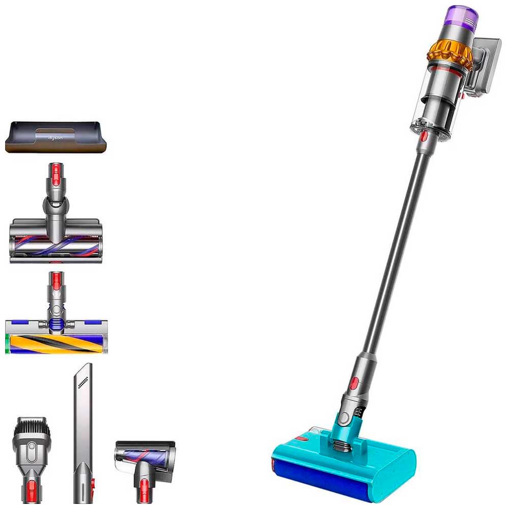 На фото изображено Dyson V15s Detect SUBMARINE, Yellow/Nickel
