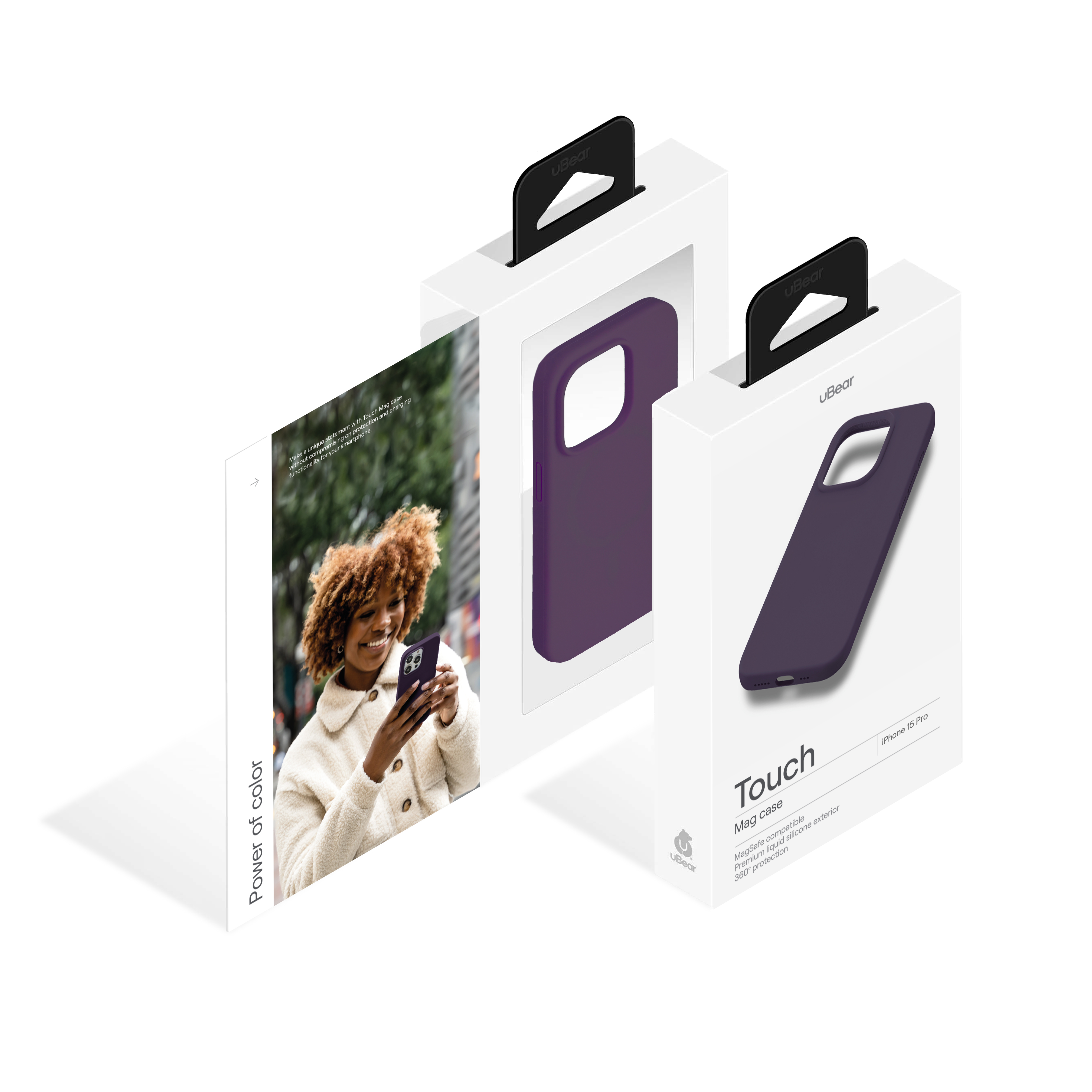 На фото изображено Чехол защитный uBear Touch Mag Case для iPhone 15 Pro, темно-фиолетовый