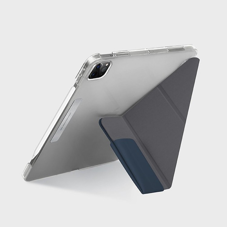 На фото изображено Чехол Uniq для iPad Pro 12,9" (2022/21) Camden Anti-microbial, синий