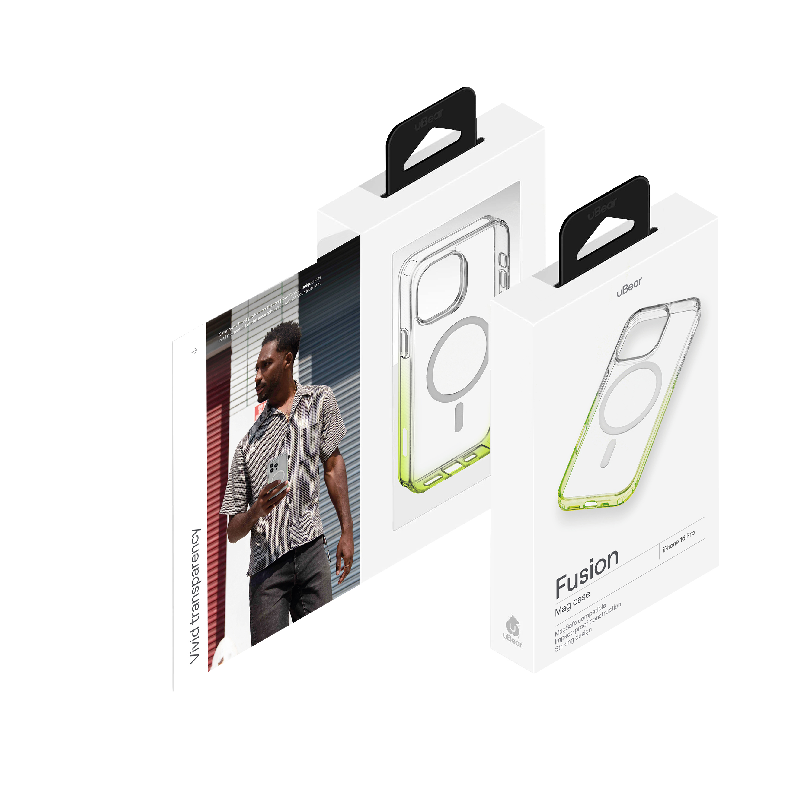 На фото изображено Чехол защитный uBear Fusion Mag Case для iPhone 16 Pro, лайм