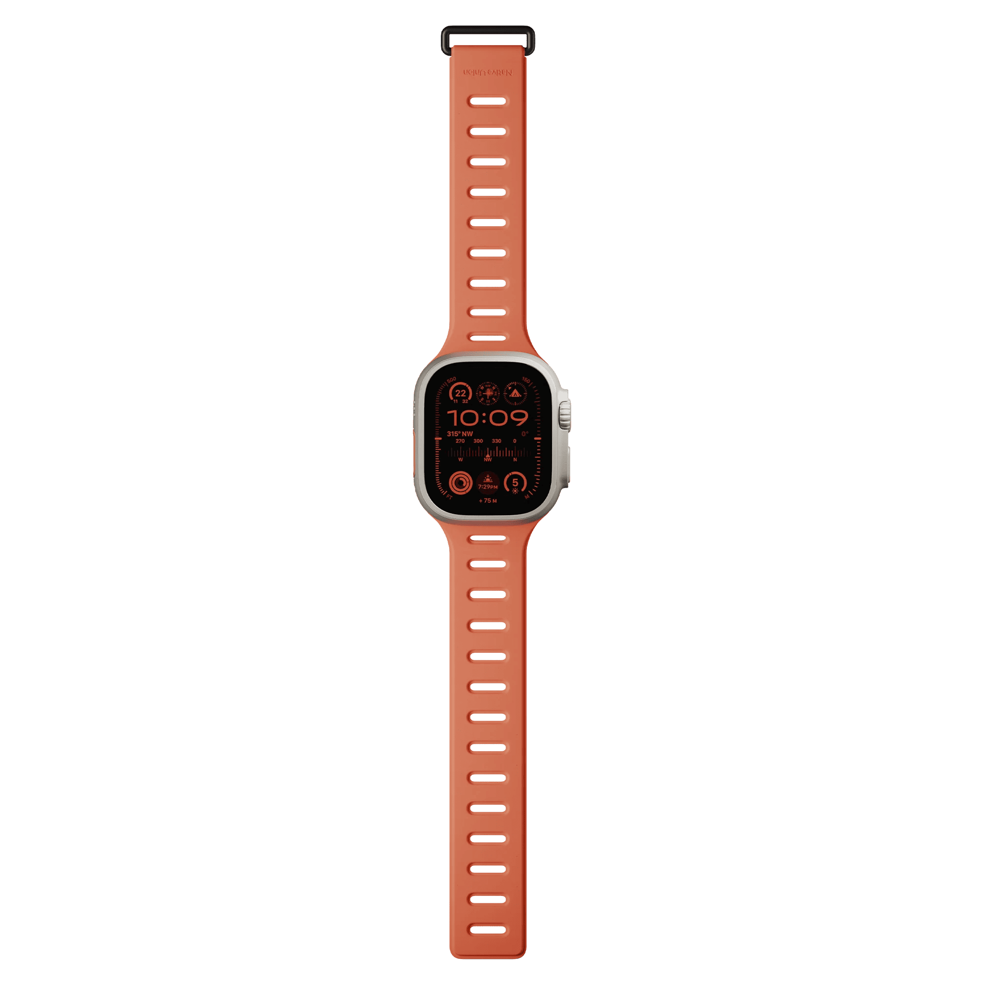 На фото изображено Ремешок Native Union для Apple Watch Magnetic 42/44/45/49мм, оранжевый/серый