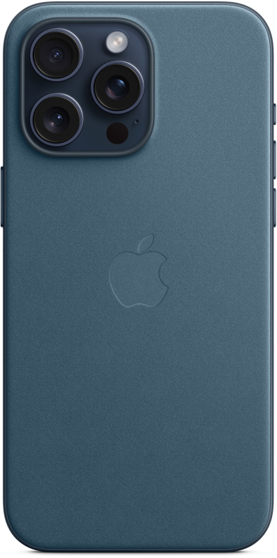 На фото изображено Чехол Apple MagSafe FineWoven для iPhone 15 Pro Max, «Тихоокеанский синий»