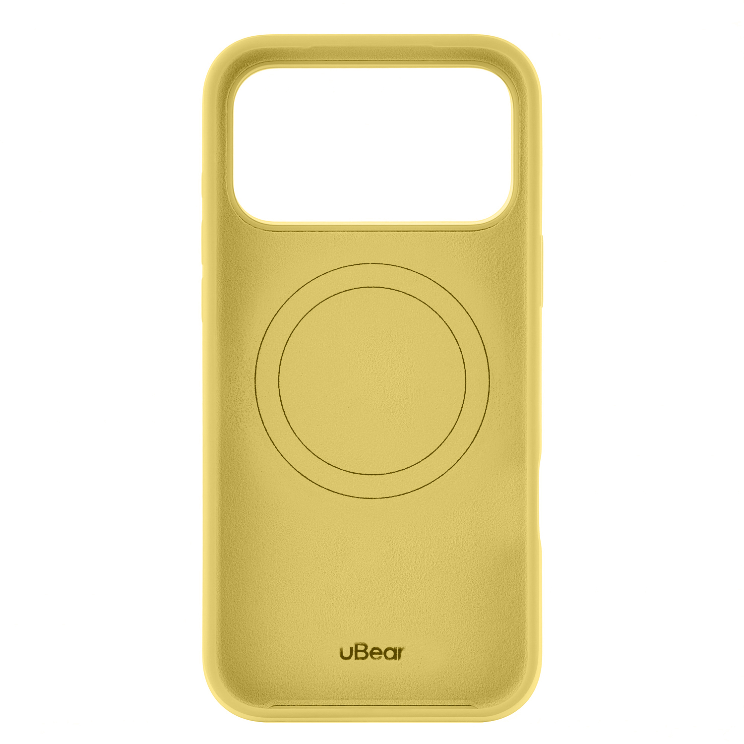 На фото изображено Чехол защитный uBear Touch Mag Case для iPhone 17 Pro Max, MagSafe, светло-жёлтый
