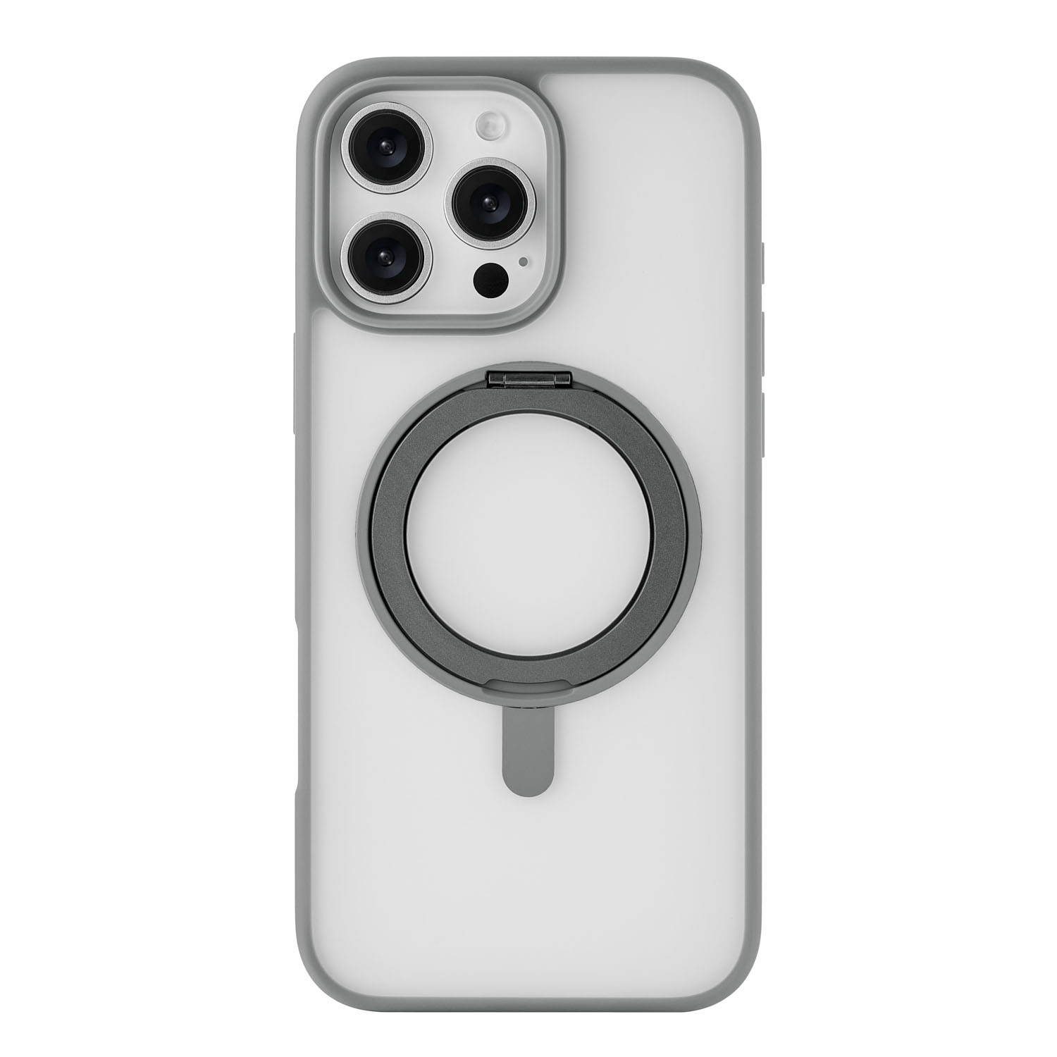 На фото изображено Чехол защитный uBear Clip 360 Mag Case для iPhone 16 Pro Max, с магнитной подставкой, серый