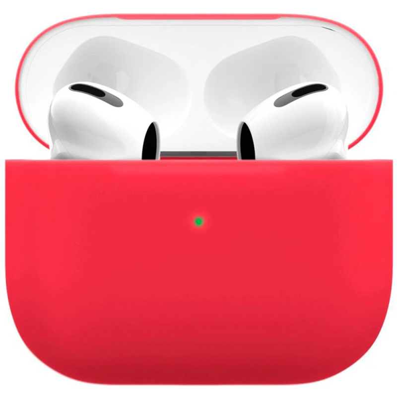 На фото изображено Чехол силиконовый VLP Soft Touch для AirPods 3, красный