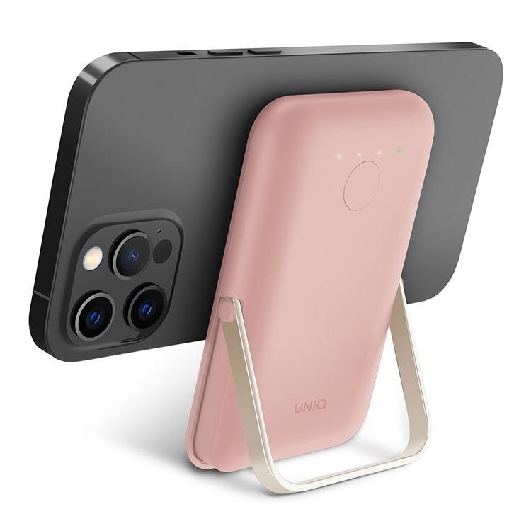 На фото изображено Внешний аккумулятор Uniq Hoveo 5000mAh, розовый