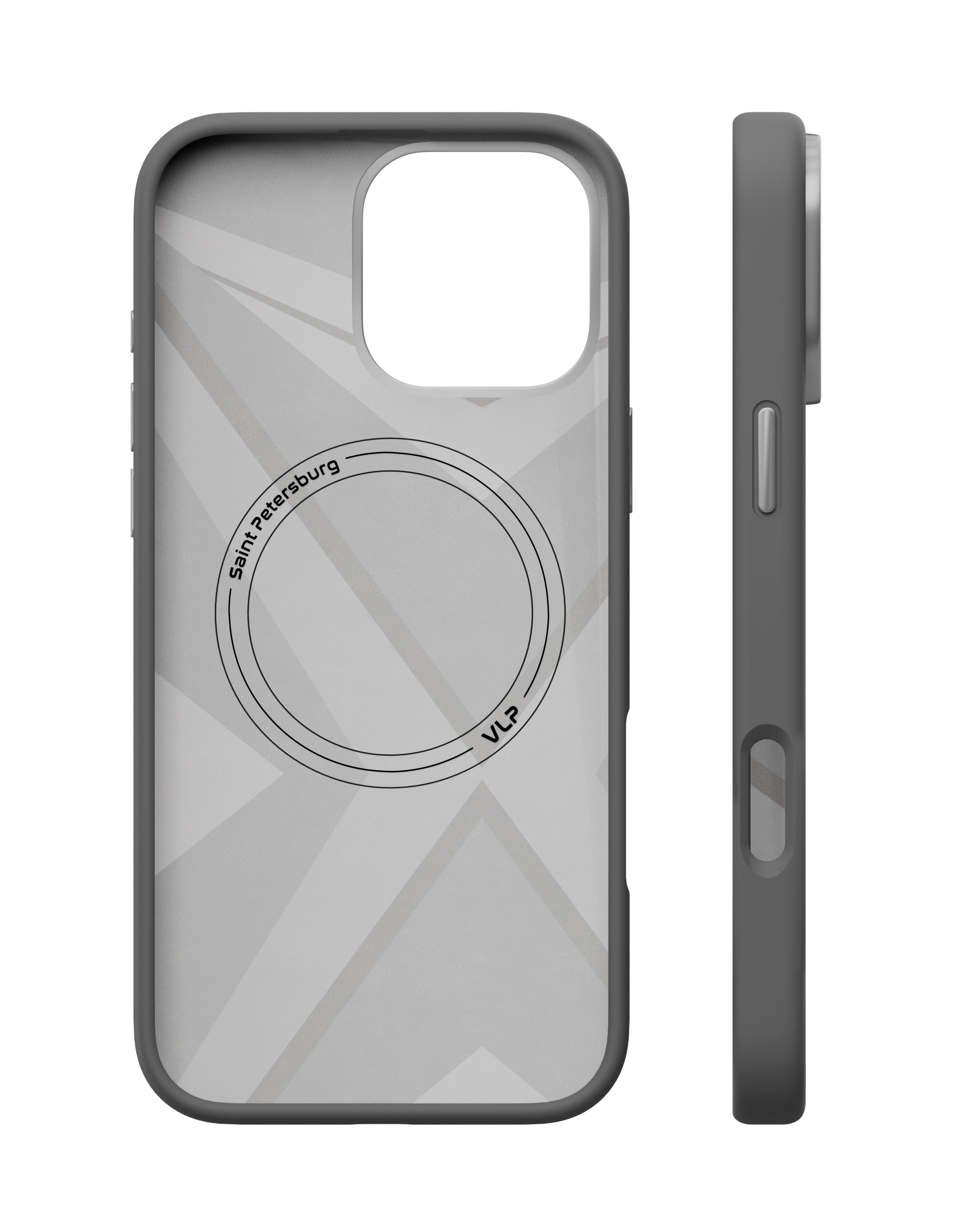 На фото изображено Чехол защитный VLP Aster Pro Case с MagSafe для iPhone 16 Pro, серый