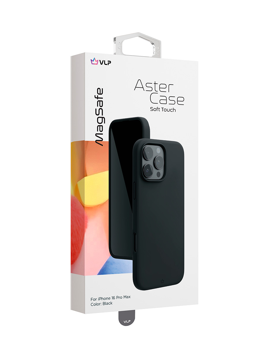 На фото изображено Чехол защитный VLP Aster Case с MagSafe для iPhone 16 Pro Max, черный