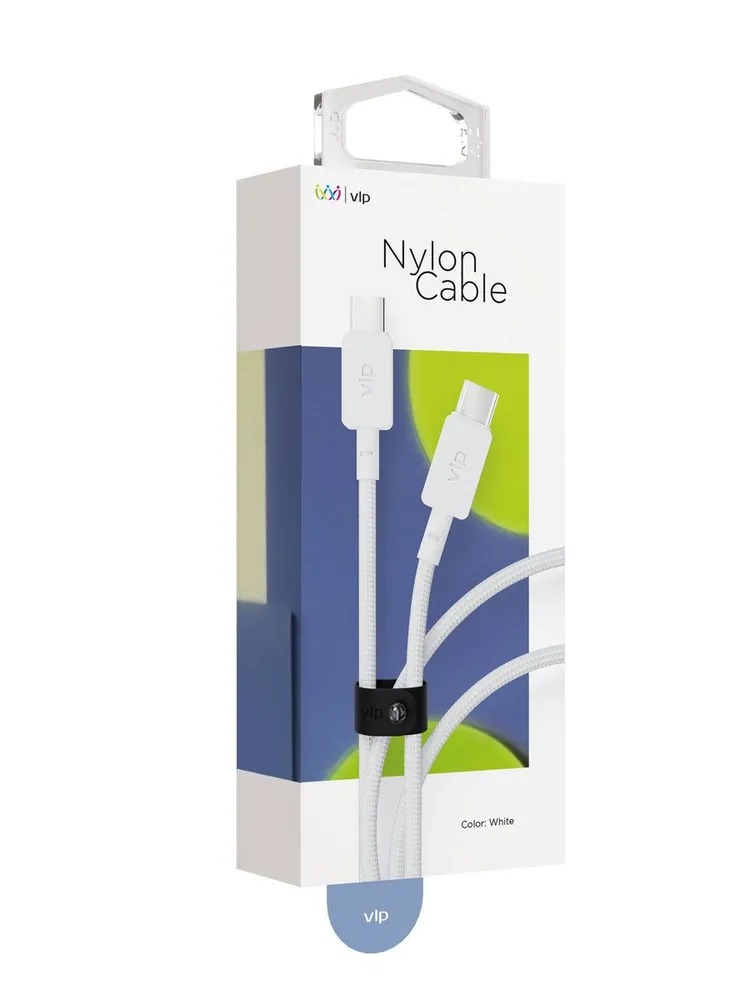 На фото изображено Кабель VLP Nylon Cable USB/C-USB/C, 100 Вт, 1.2м, белый