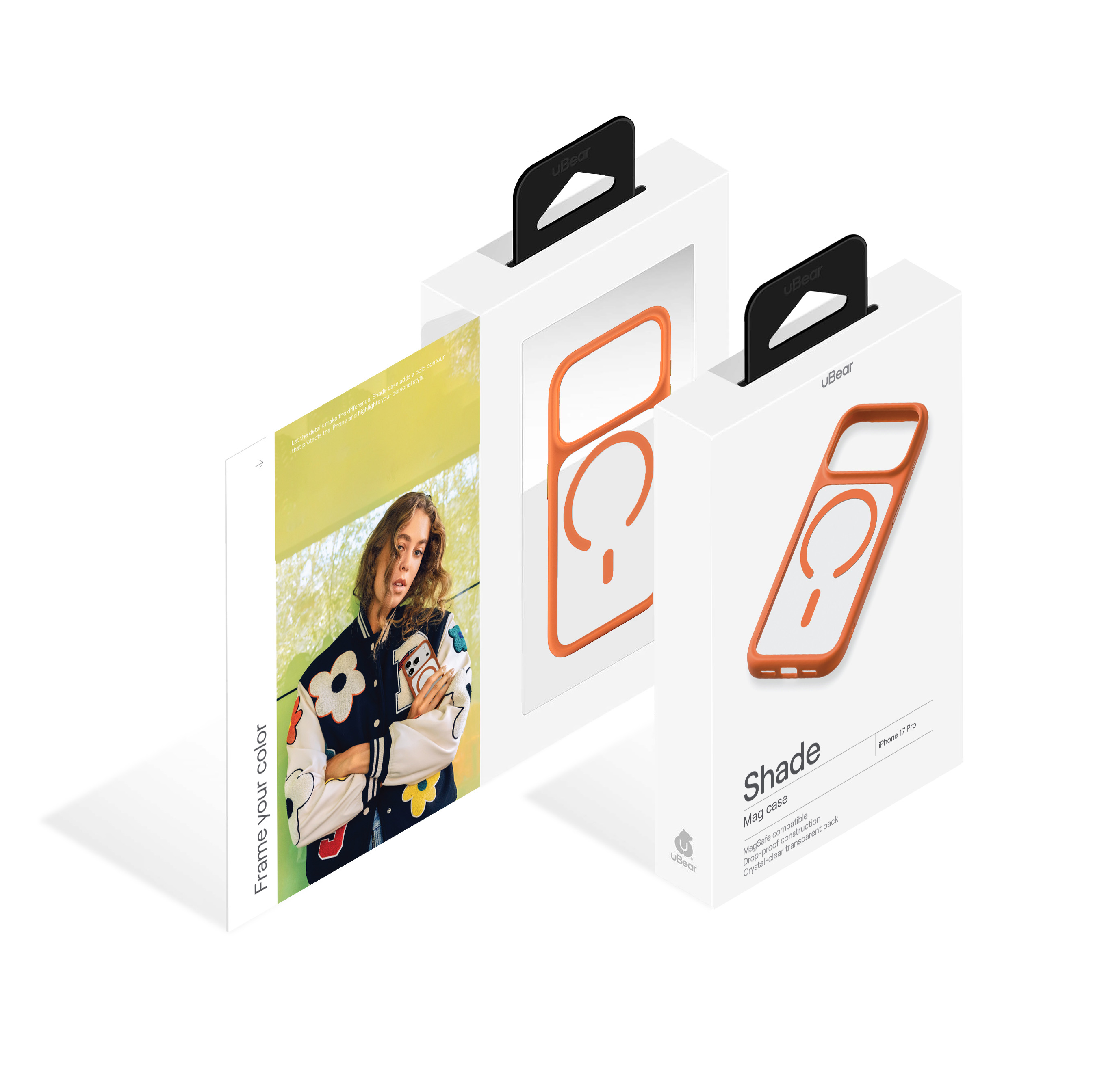 На фото изображено Чехол защитный uBear Shade Case для iPhone 17 Pro, оранжевый