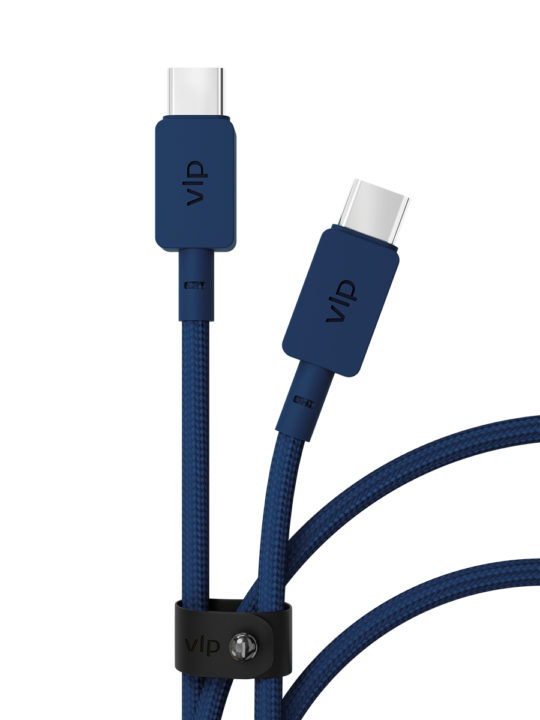 На фото изображено Кабель VLP Nylon Cable USB/C-USB/C, 100 Вт, 1.2м, темно-синий