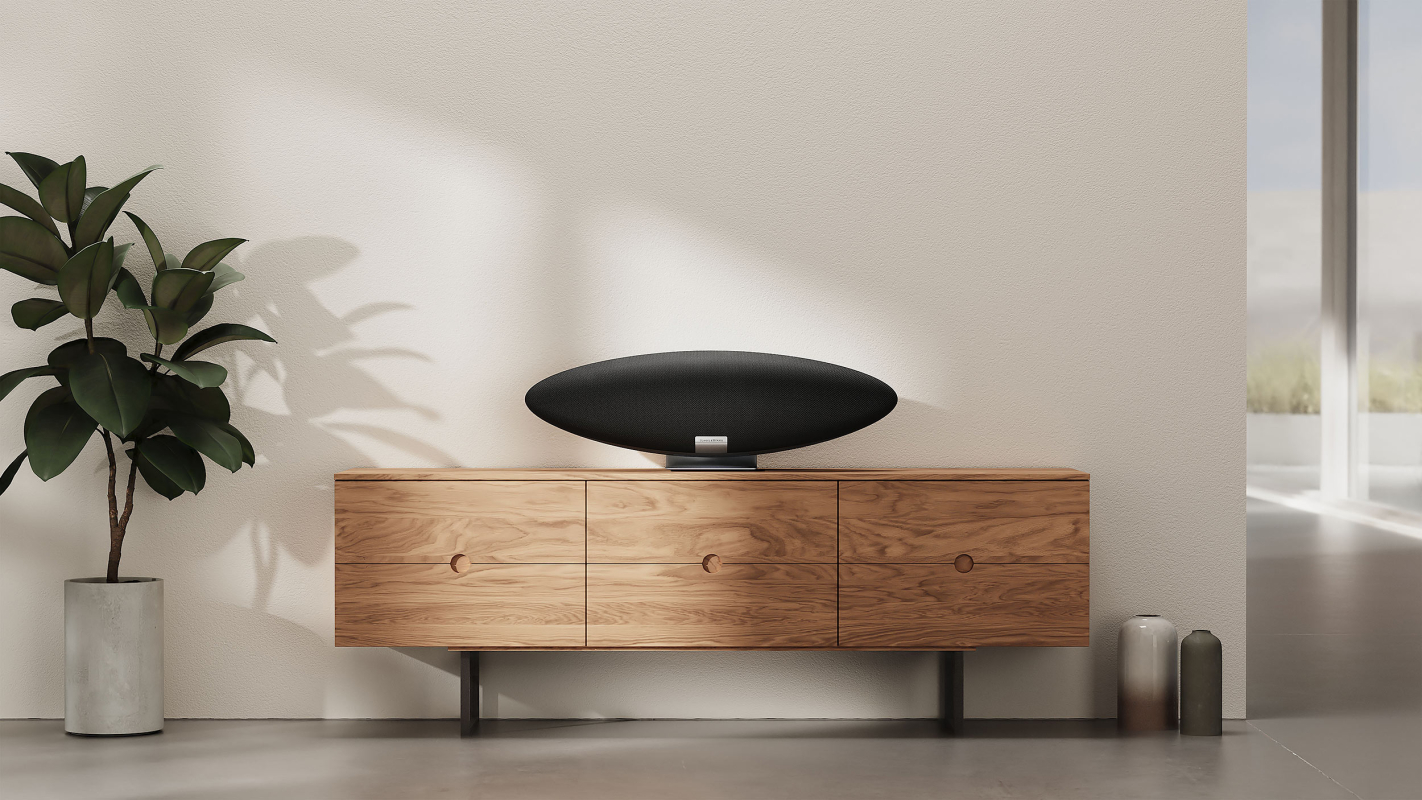 На фото изображено Акустическая система Bowers & Wilkins Zeppelin, чёрный