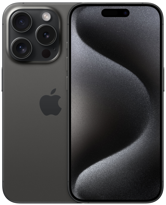 На фото изображено Apple iPhone 15 Pro, 1 ТБ, Титановый чёрный