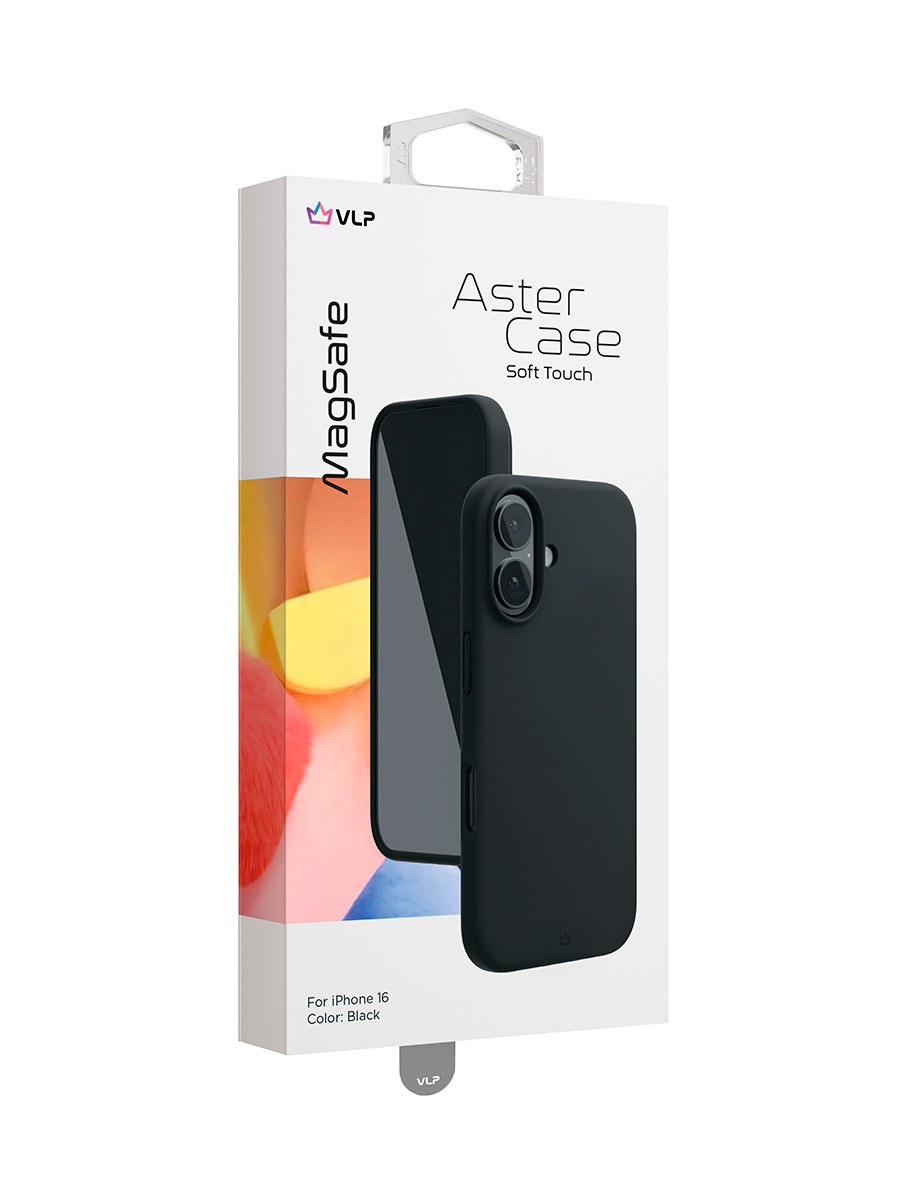 На фото изображено Чехол защитный VLP Aster Case с MagSafe для iPhone 16, черный
