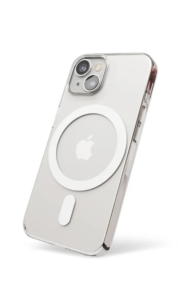 На фото изображено Чехол защитный VLP Crystal case с MagSafe для iPhone 14 Plus, прозрачный