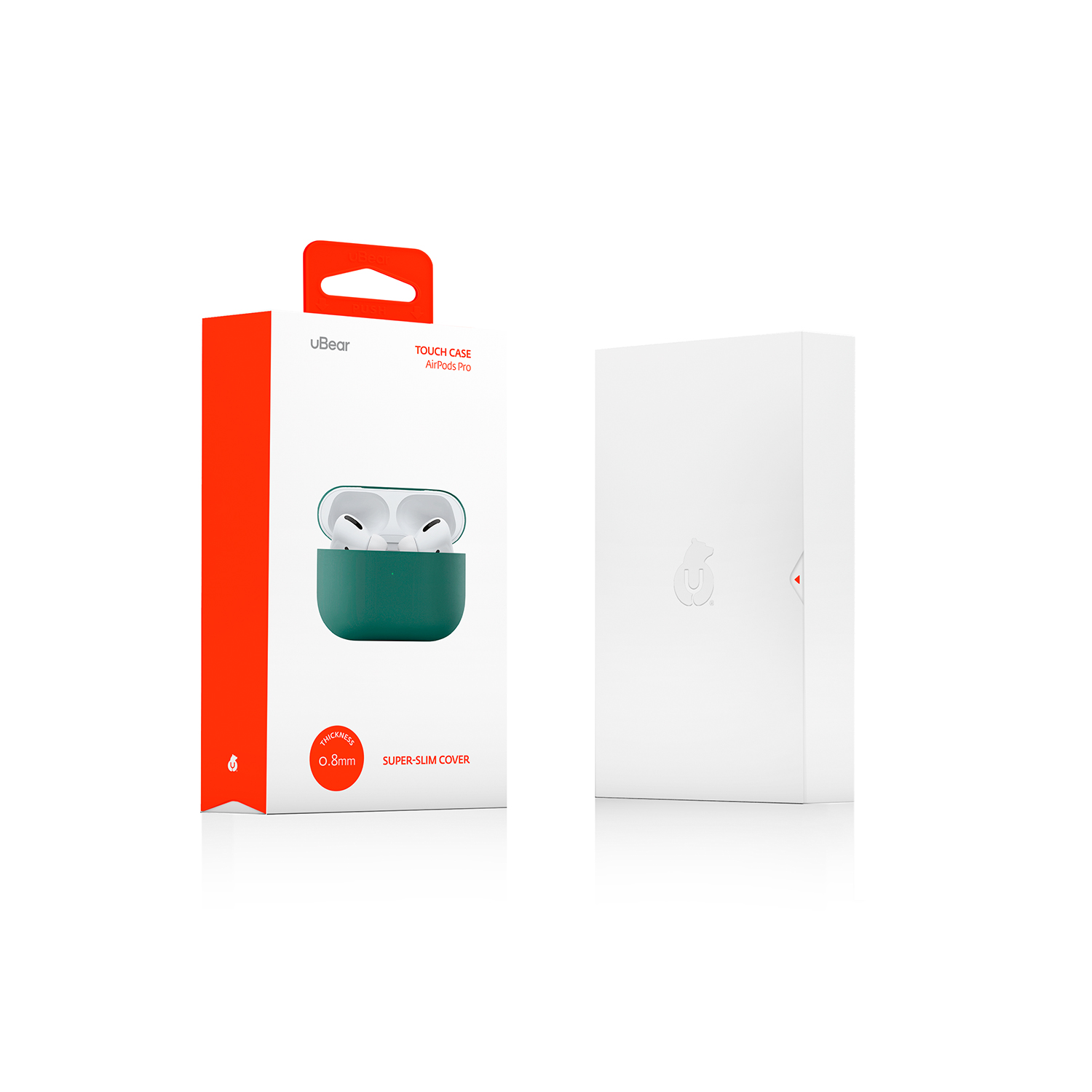 На фото изображено Ультратонкий силиконовый чехол uBear Touch Case for AirPods Pro, зелёный