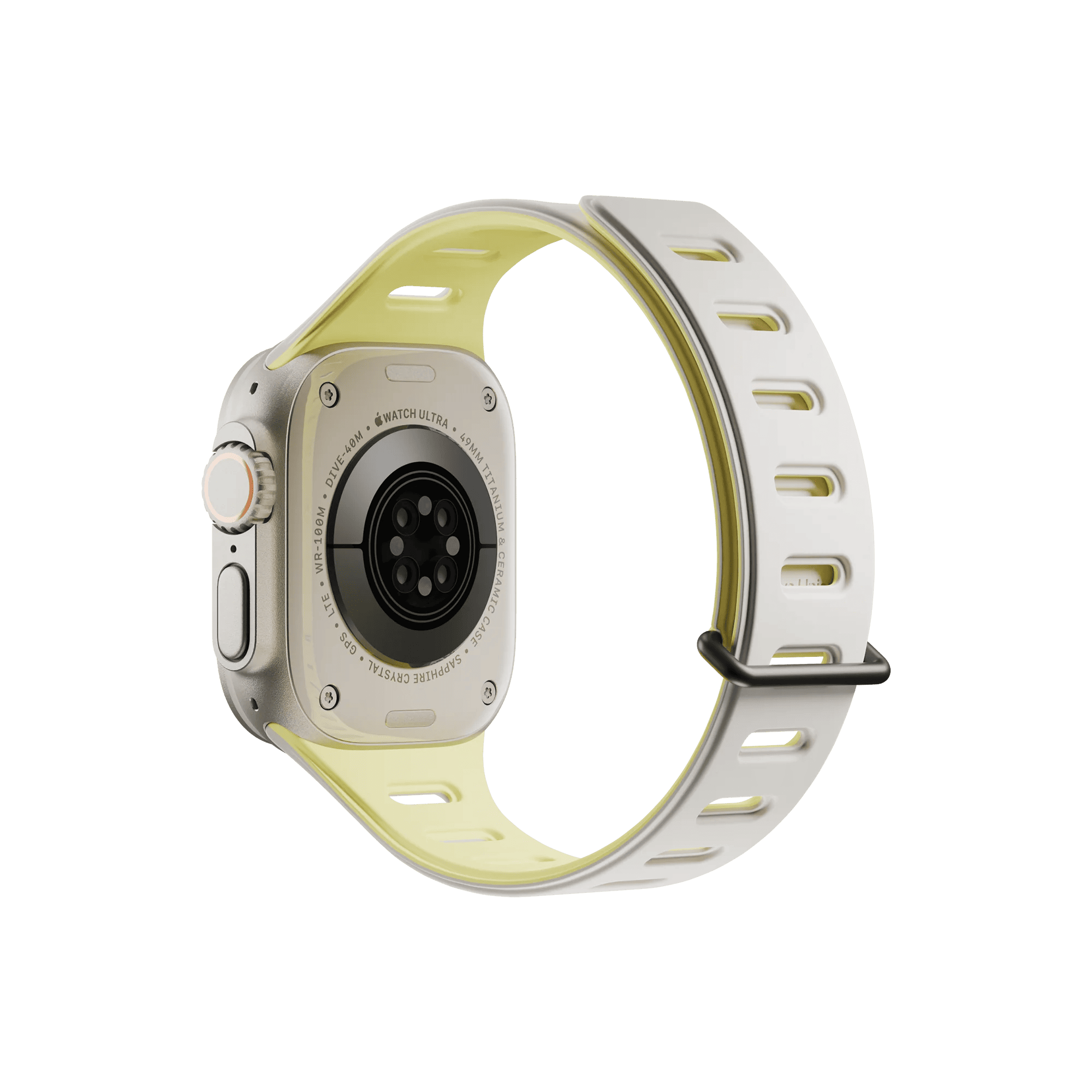 На фото изображено Ремешок Native Union для Apple Watch Magnetic 42/44/45/49мм, желтый/серый