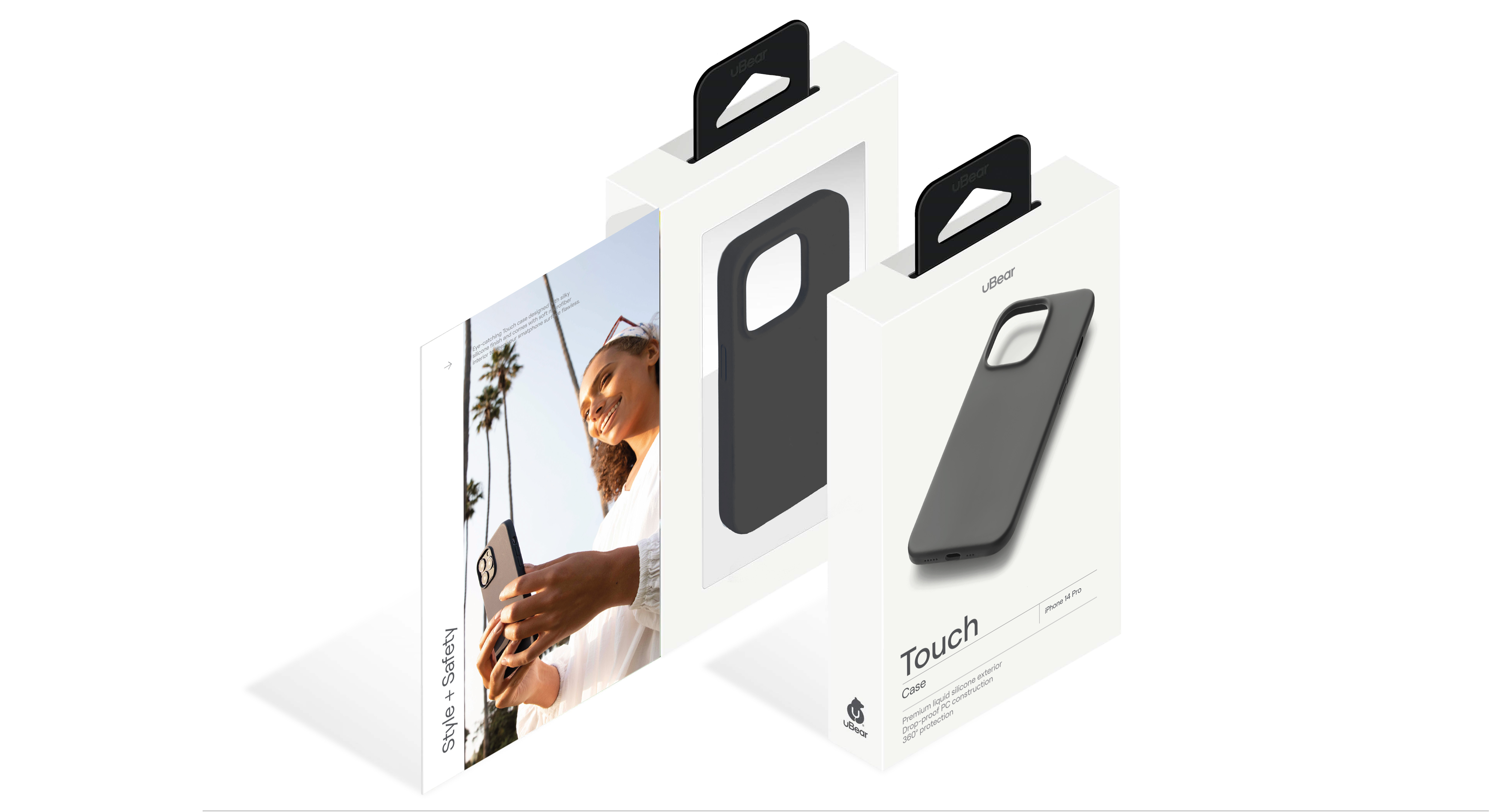 На фото изображено Чехол защитный uBear Touch Case для iPhone 14 Pro, чёрный