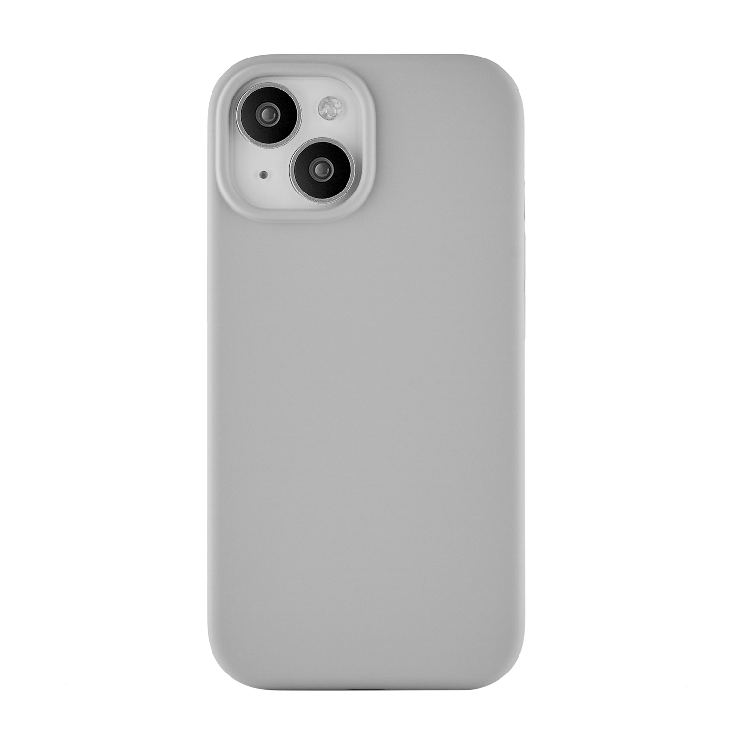 На фото изображено Чехол защитный uBear Touch Mag Case для iPhone 15, серый