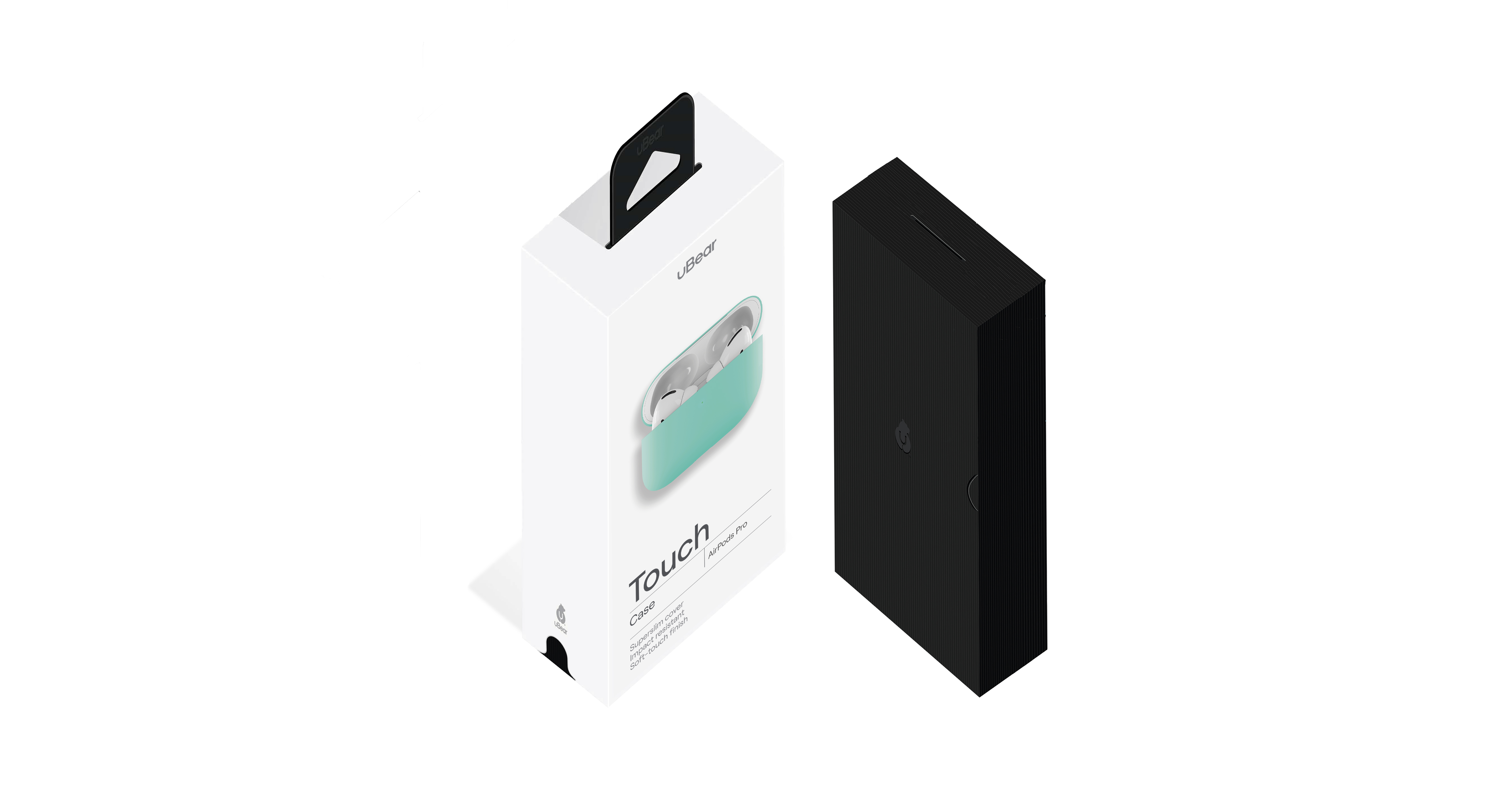 На фото изображено Ультратонкий силиконовый чехол uBear Touch Case for AirPods Pro, мятный
