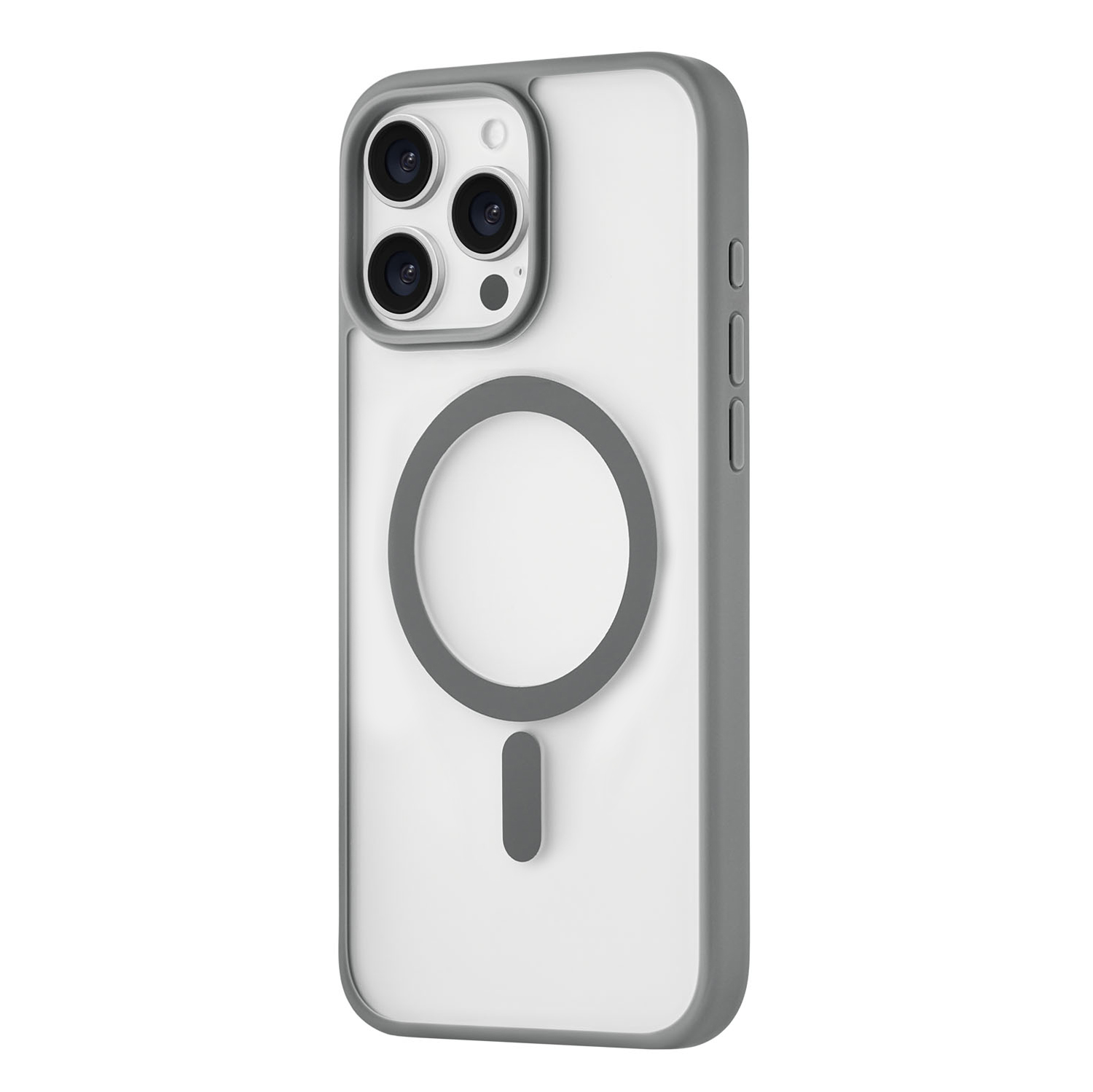 На фото изображено Чехол защитный uBear Cloud Mag Case для iPhone 16 Pro Max, серый