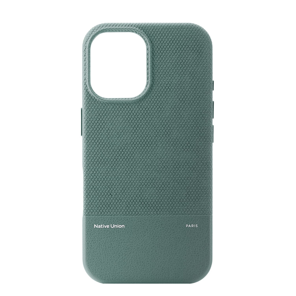 На фото изображено Чехол Native Union (RE)Classic Case MagSafe для iPhone 16, зеленый сланец