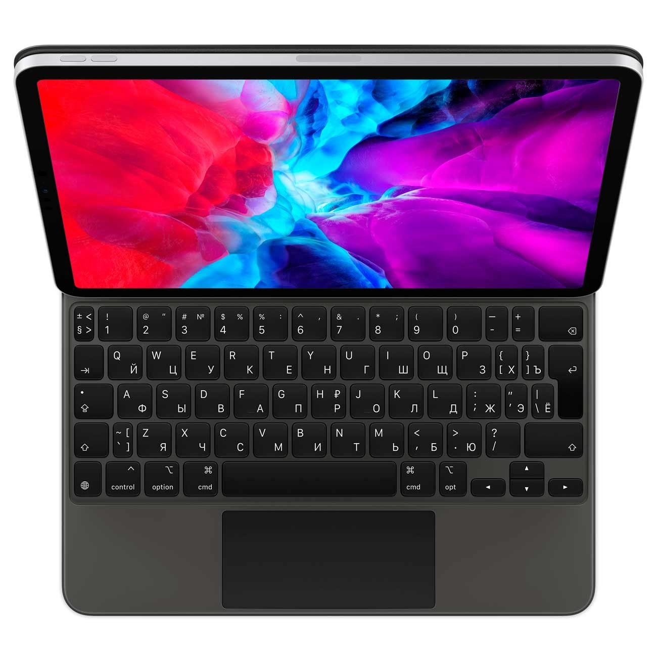 На фото изображено Клавиатура Apple Magic KeyBoard для iPad Air 13" (2024) и iPad Pro 12.9" (2022), чёрный