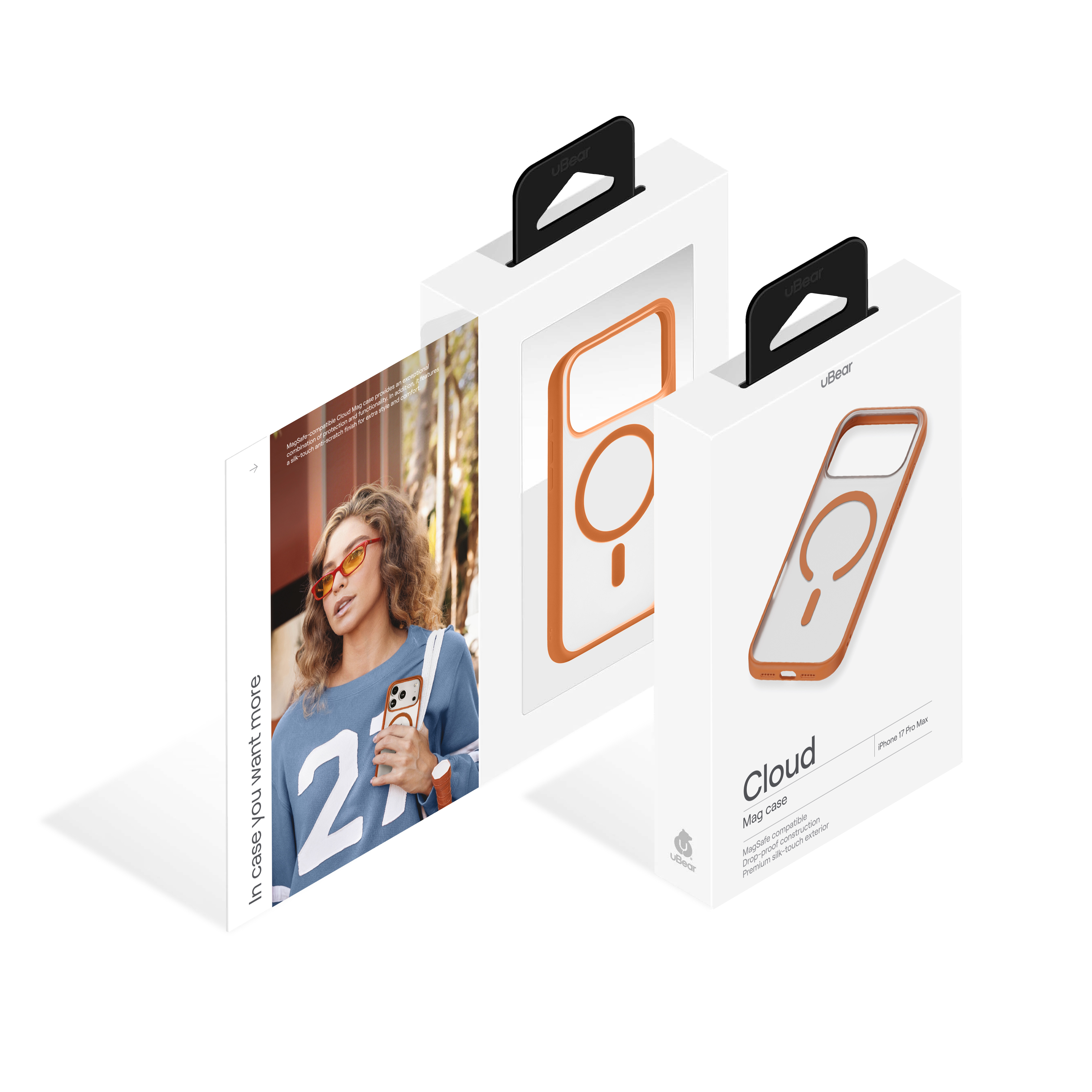 Фото Чехол защитный uBear Cloud Mag Case для iPhone 17 Pro Max, MagSafe, оранжевый На фото изображено Чехол защитный uBear Cloud Mag Case для iPhone 17 Pro Max, MagSafe, оранжевый