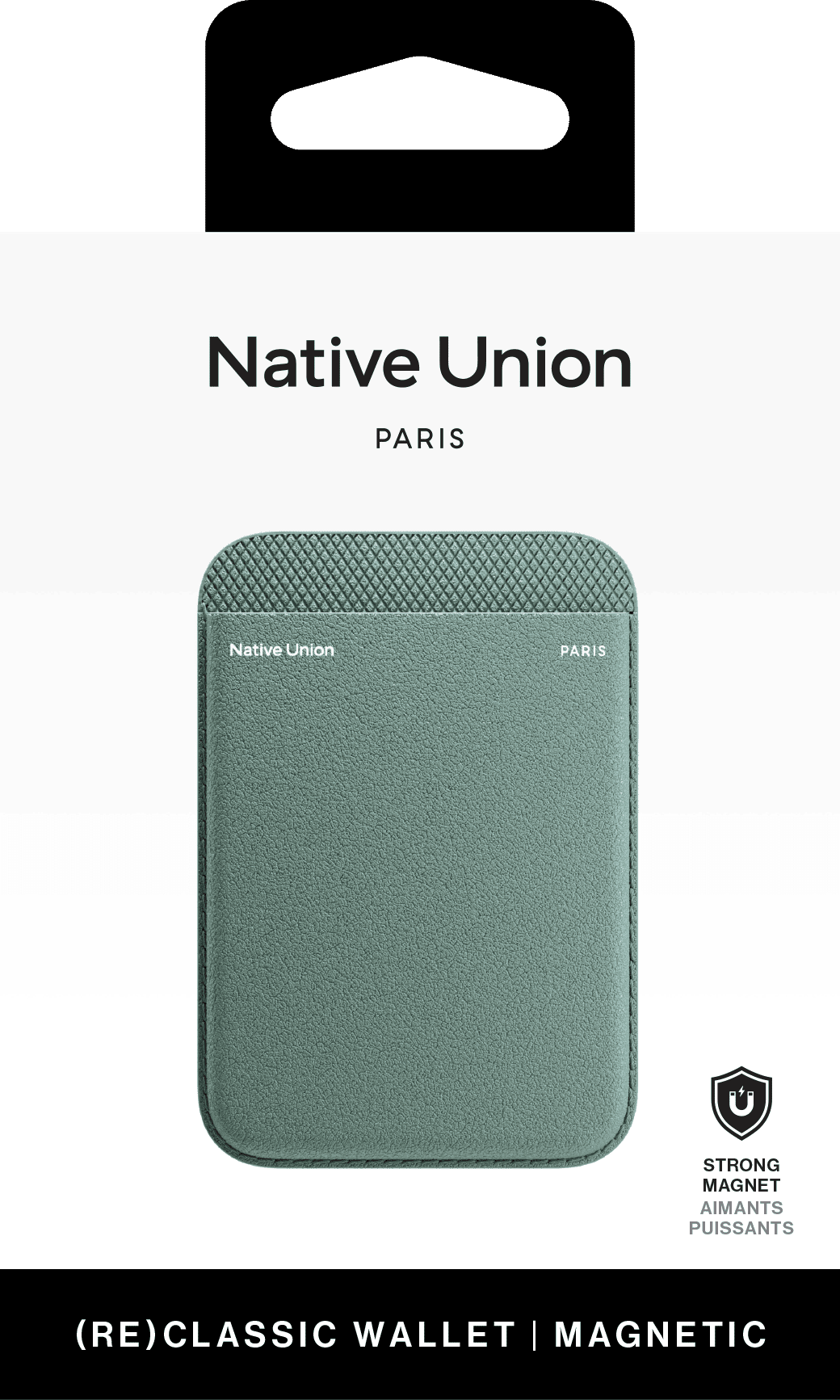 На фото изображено Чехол-бумажник Native Union (RE)Classic, зеленый сланец