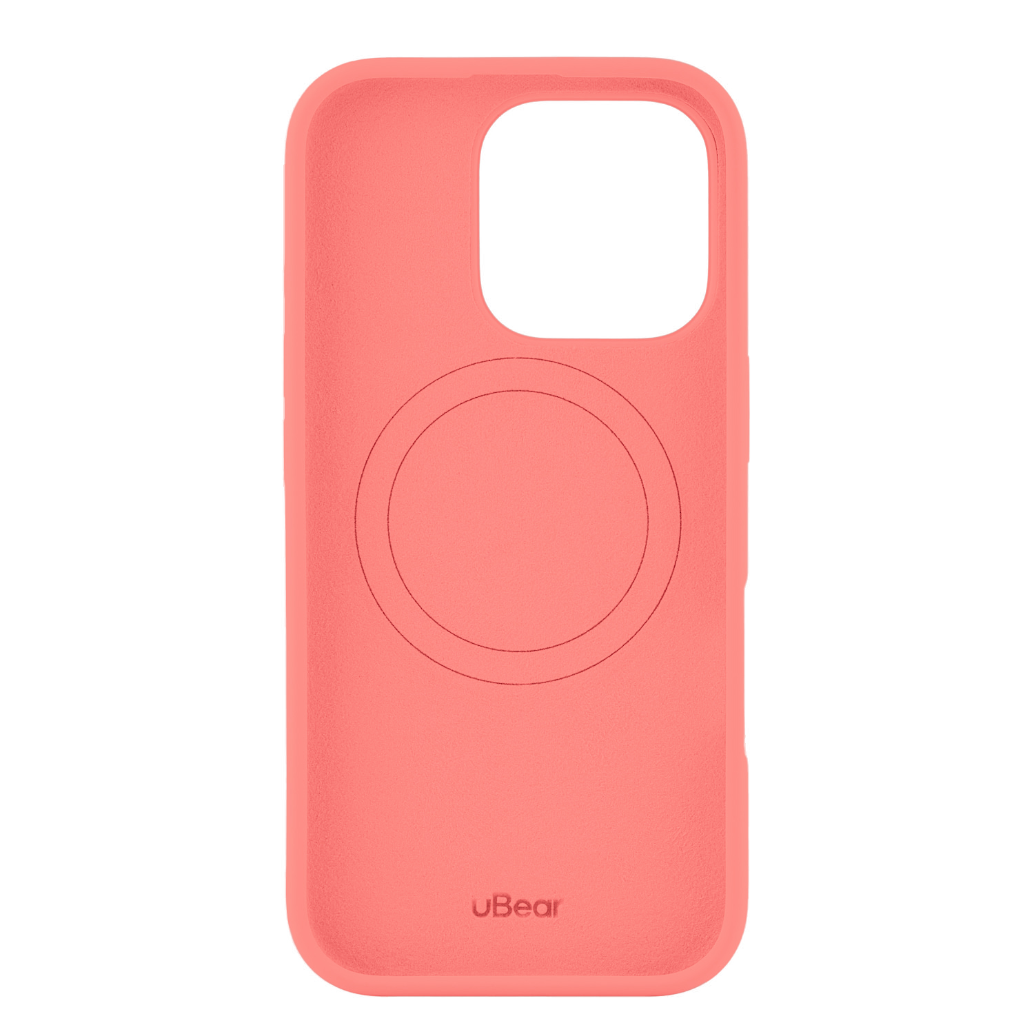 На фото изображено Чехол защитный uBear Touch Mag Case для iPhone 16 Pro, коралловый