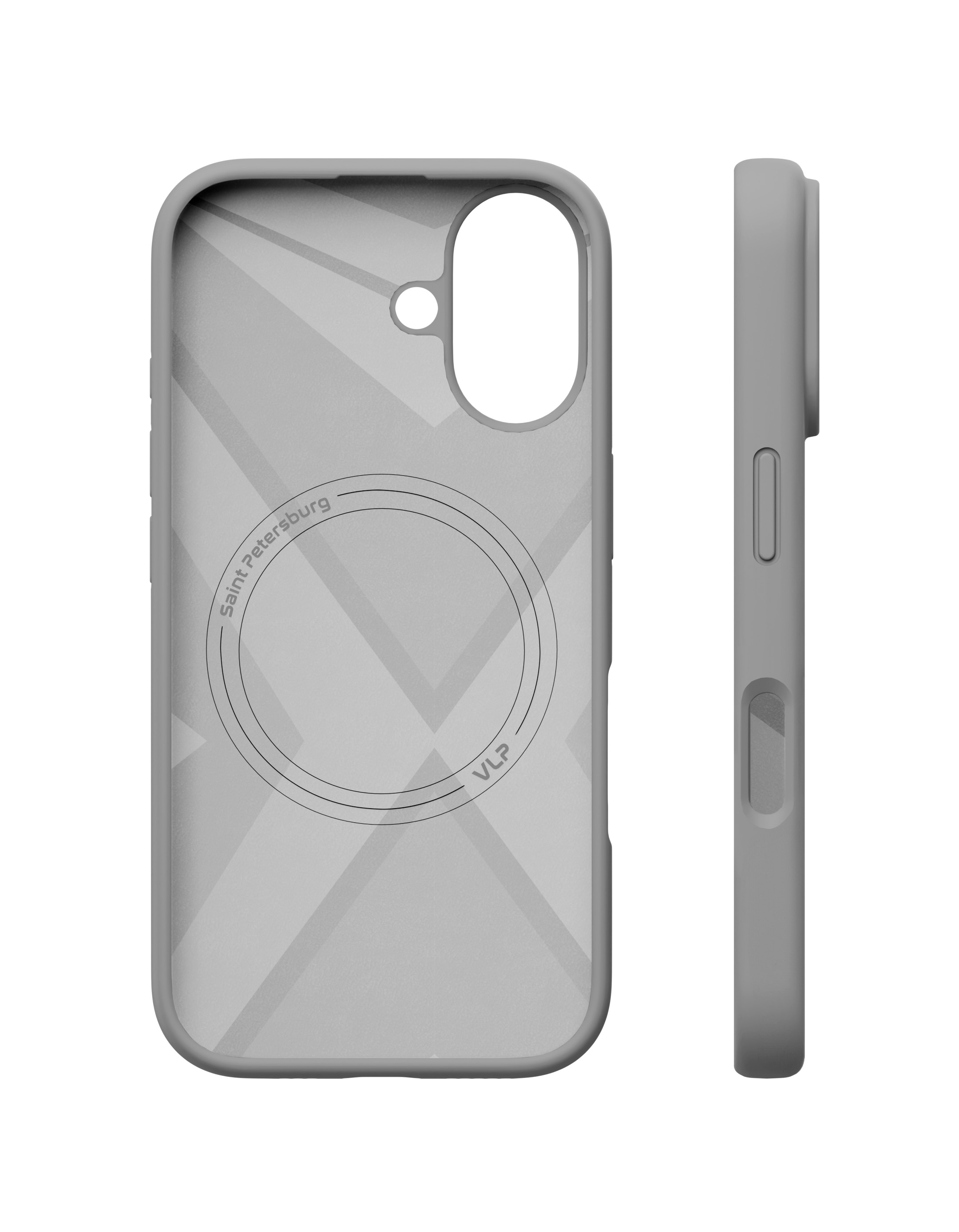 На фото изображено Чехол защитный VLP Aster Case с MagSafe для iPhone 16, серый