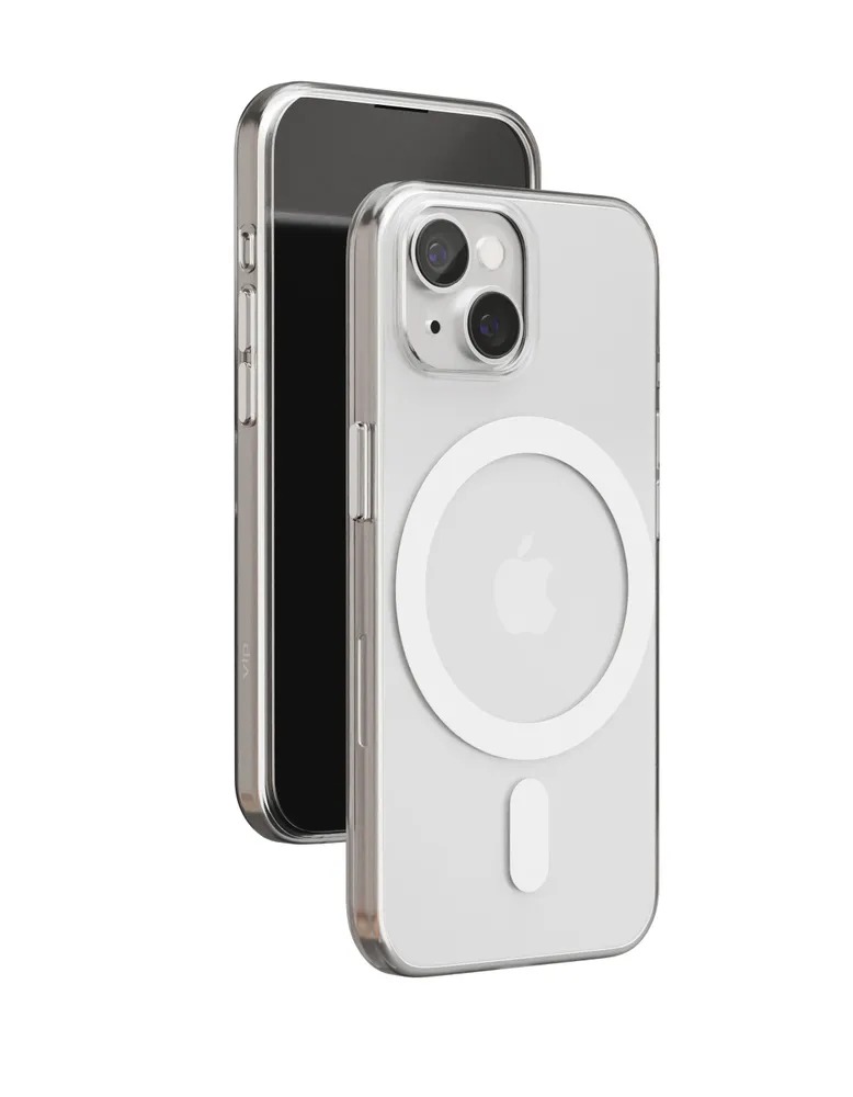 На фото изображено Чехол защитный VLP Crystal case с MagSafe для iPhone 14 Plus, прозрачный