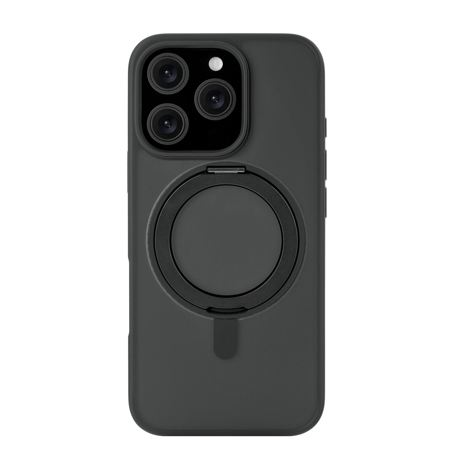 На фото изображено Чехол защитный uBear Clip 360 Mag Case для iPhone 16 Pro, с магнитной подставкой, черный