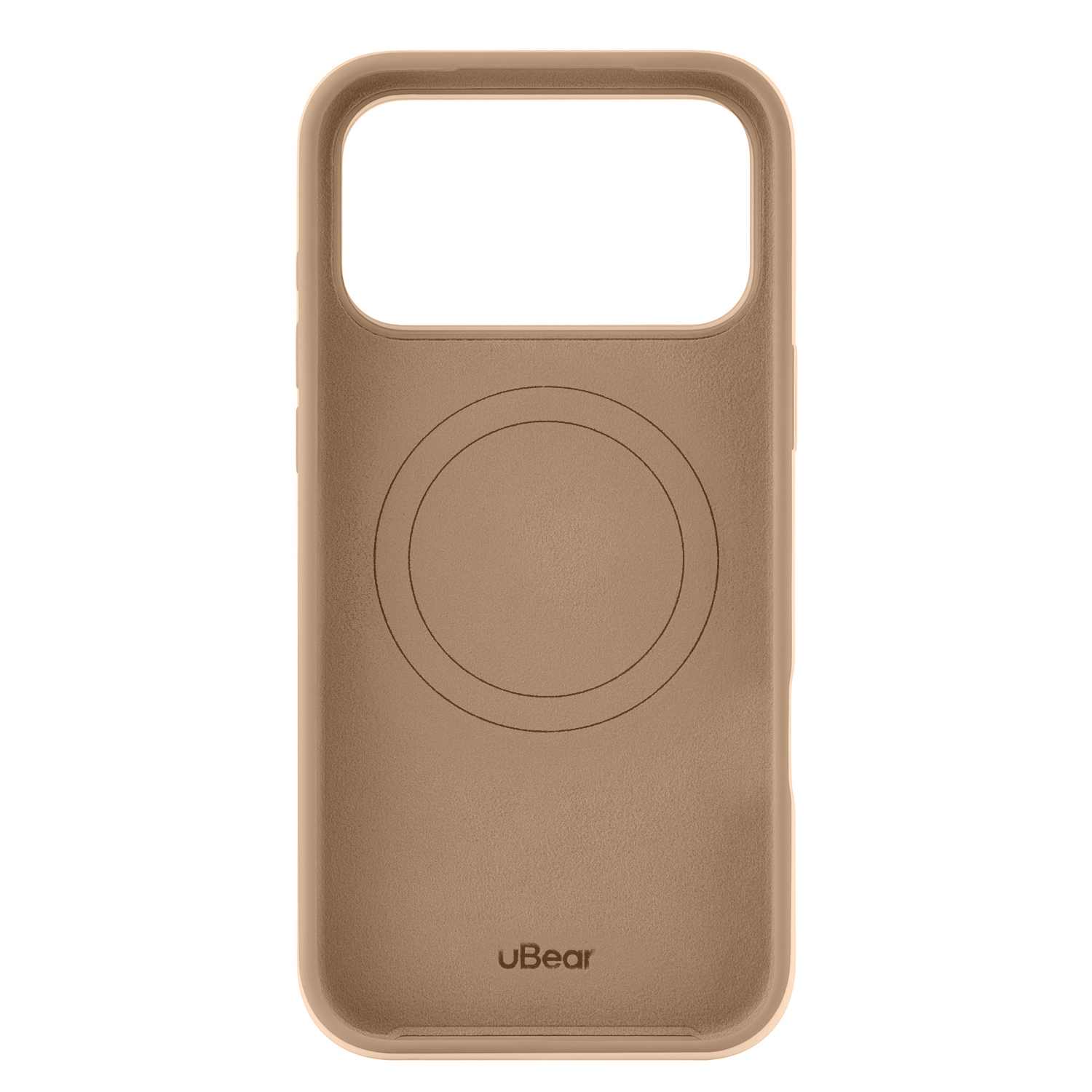 На фото изображено Чехол защитный uBear Touch Mag Case для iPhone 17 Pro Max, MagSafe, латте