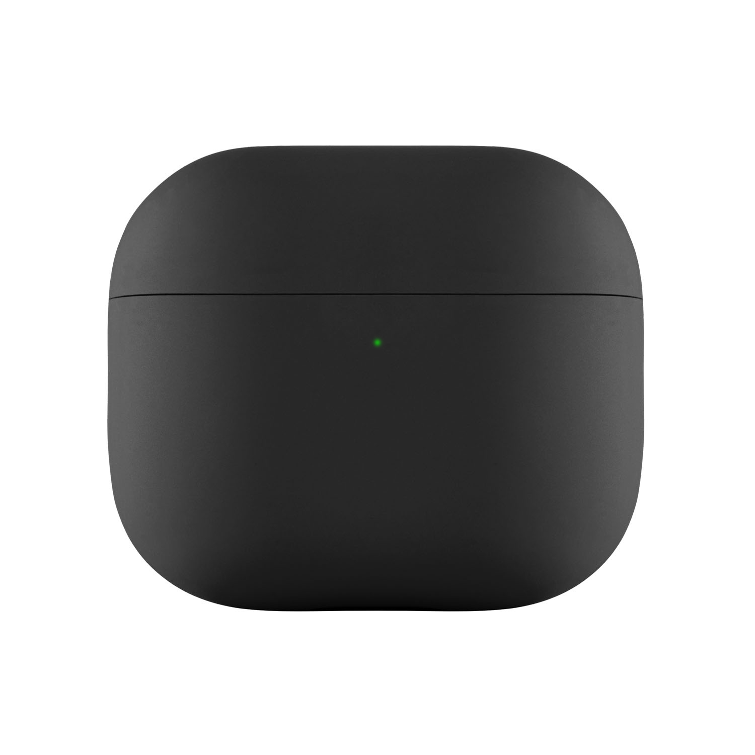 На фото изображено Ультратонкий силиконовый чехол Touch Case для AirPods 3, чёрный