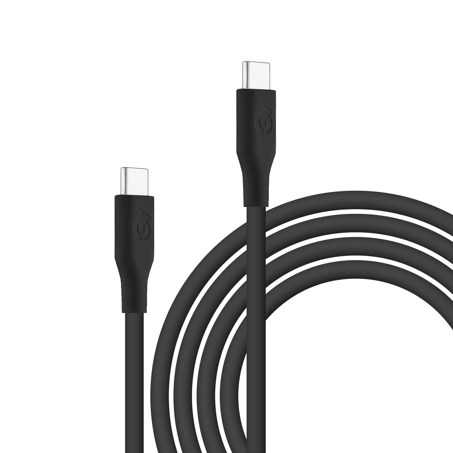 На фото изображено Зарядный кабель uBear Life USB-C/USB-C, 100W, 2м, чёрный